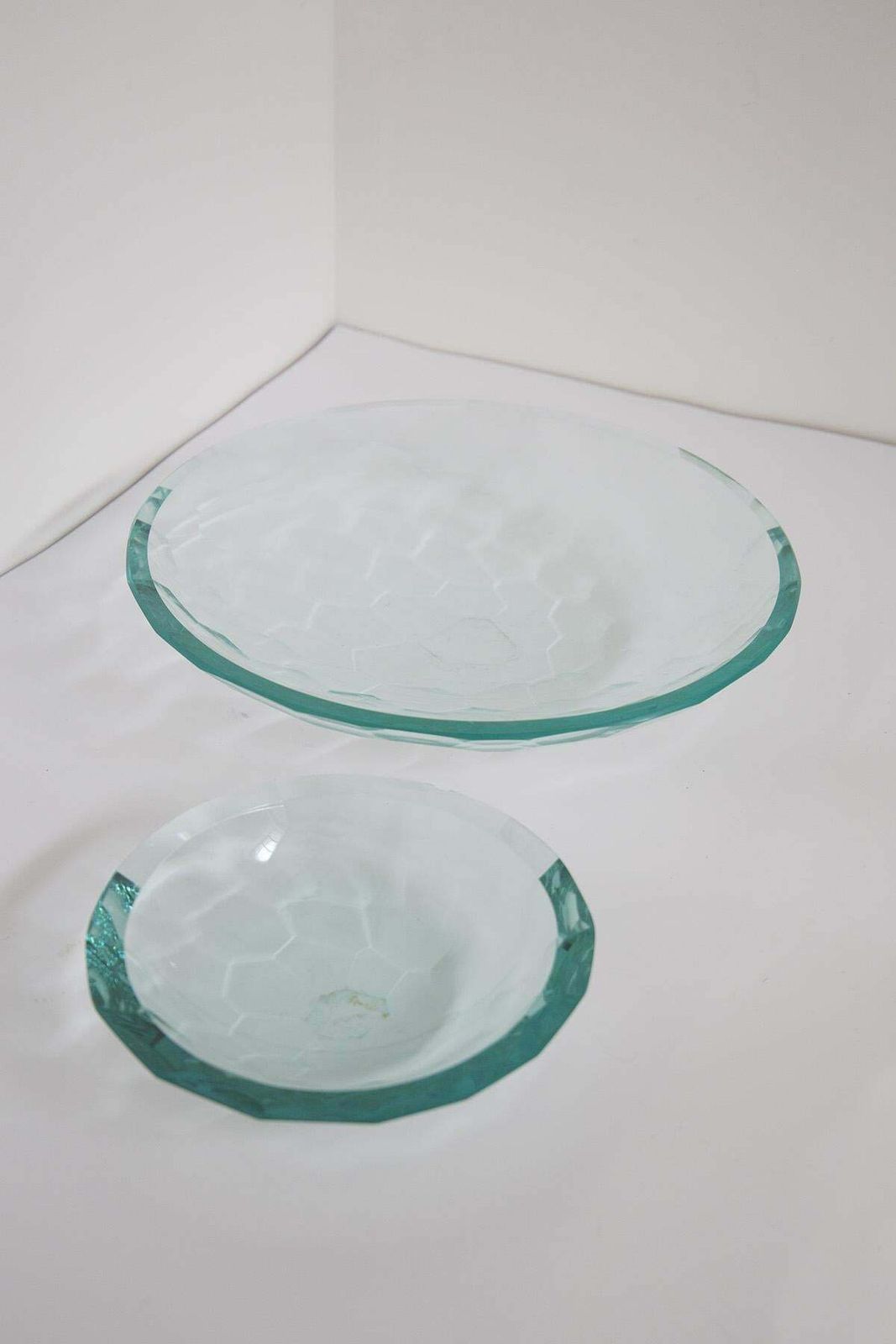 Pair Of Glass Centrepieces In The Style Of Fontana Arte photo for sale
