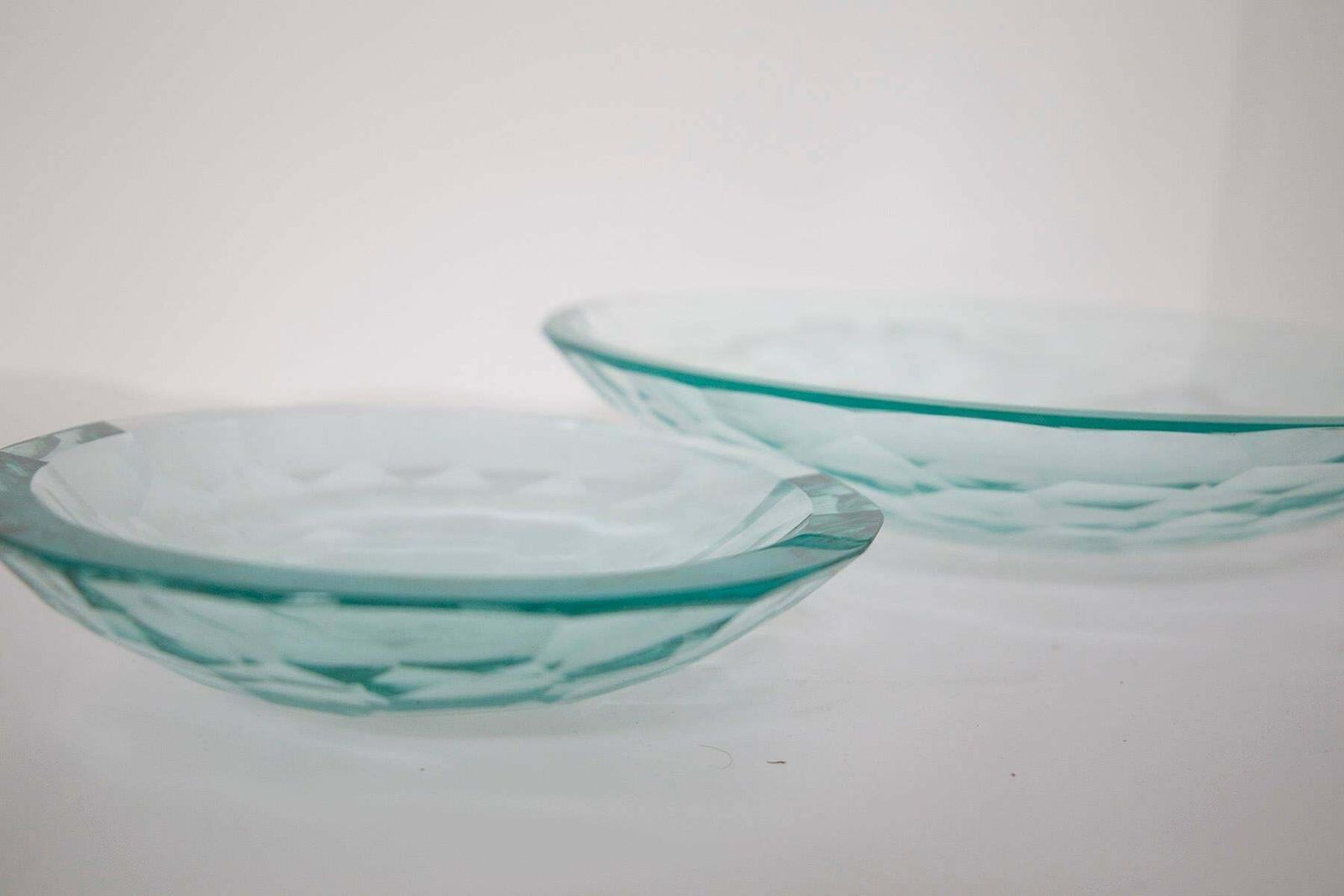 photo furniture Pair Of Glass Centrepieces In The Style Of Fontana Arte