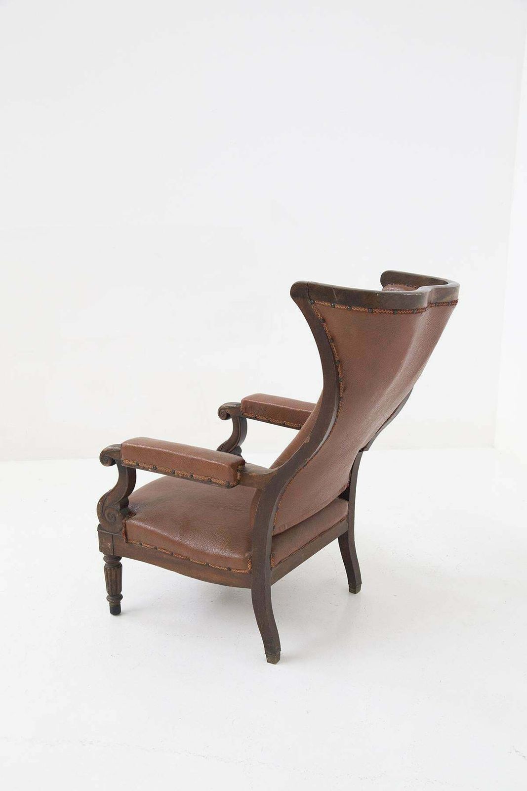 French Antique Armchair In Original Wood And Leather photo 3051.0