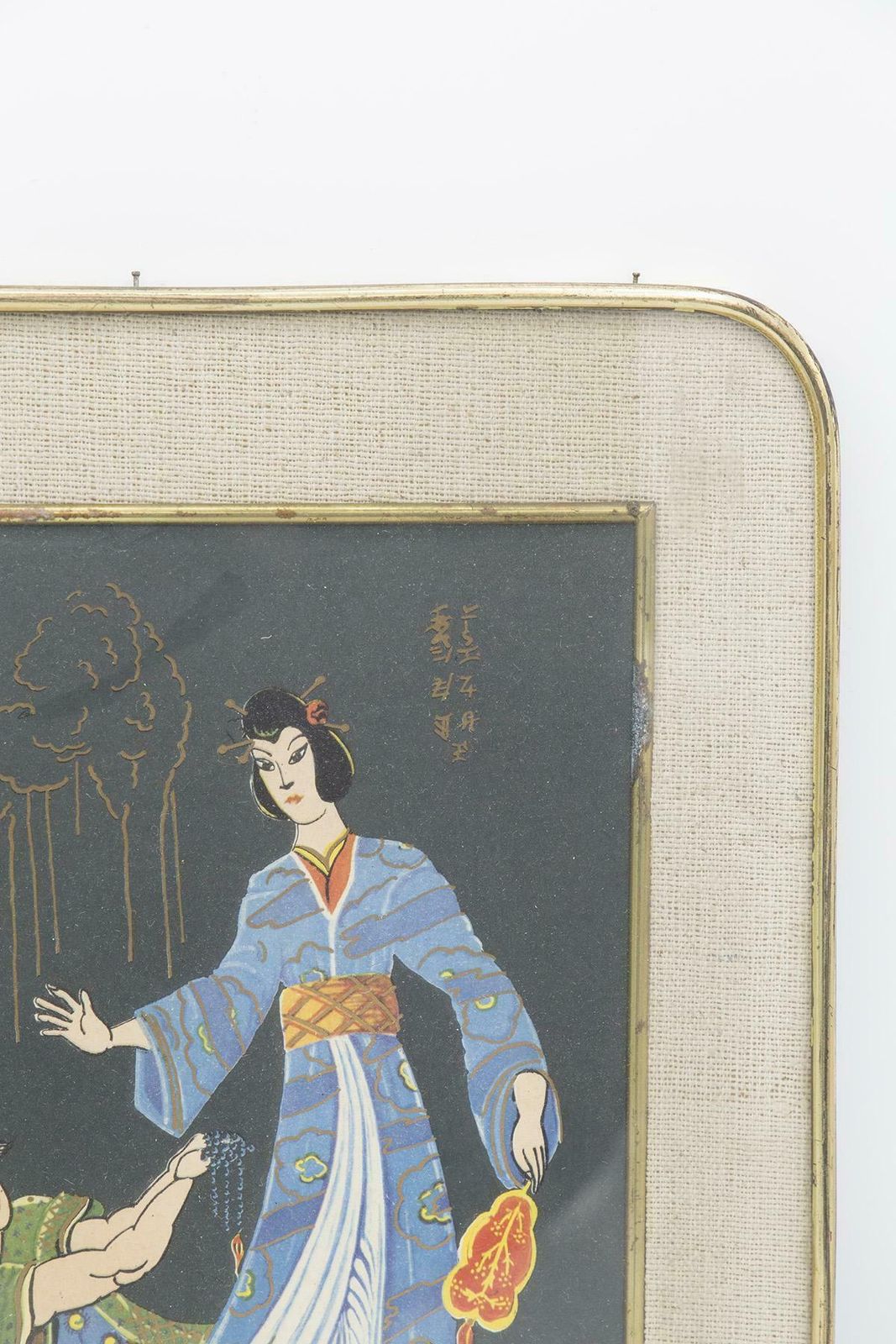 Antique Japanese Brass Framed Painting ''Wedding'' photo 436.0