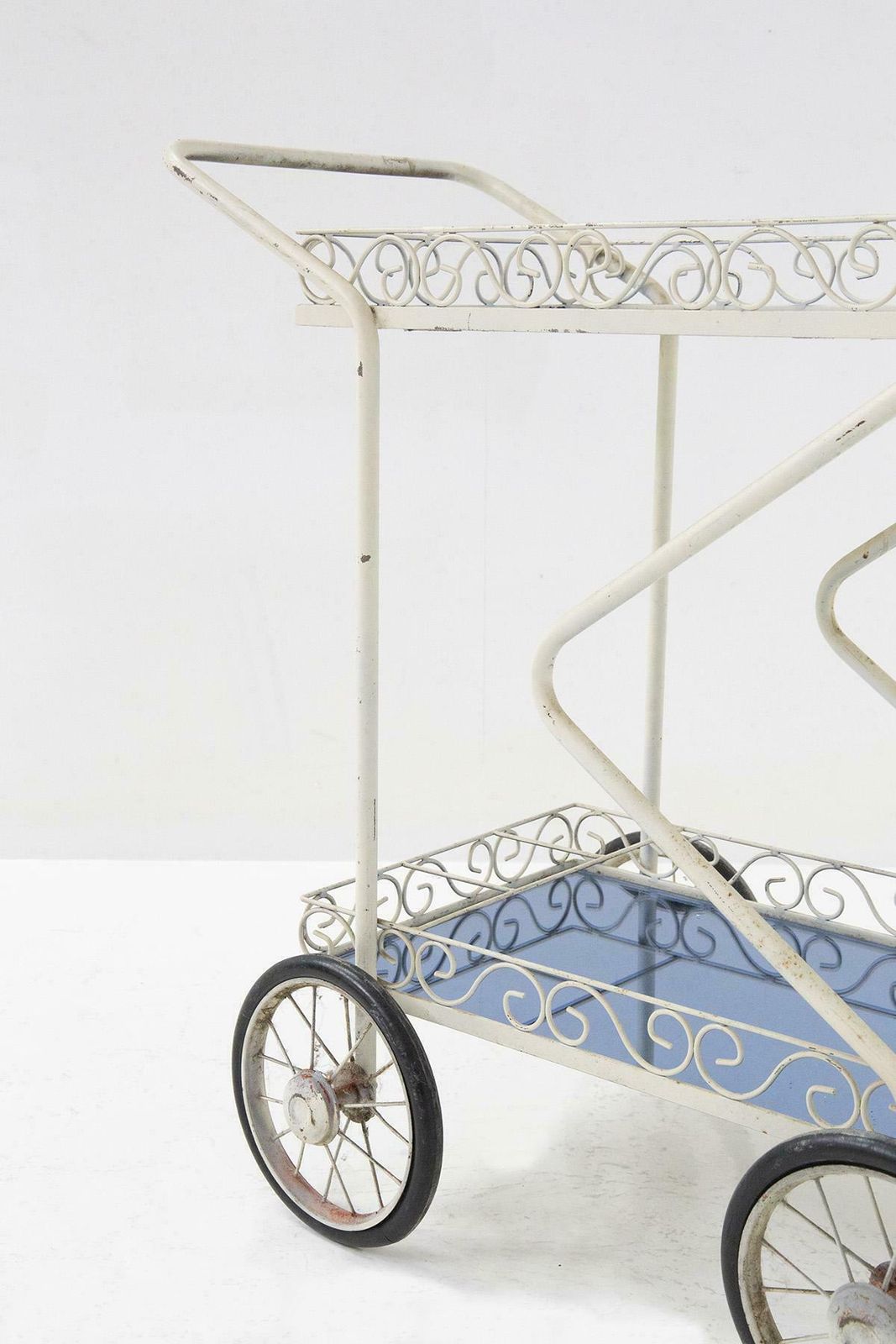 Fontana Arte Painted Iron And Blue Glass Trolley ''Attr.'' photo 3048.0