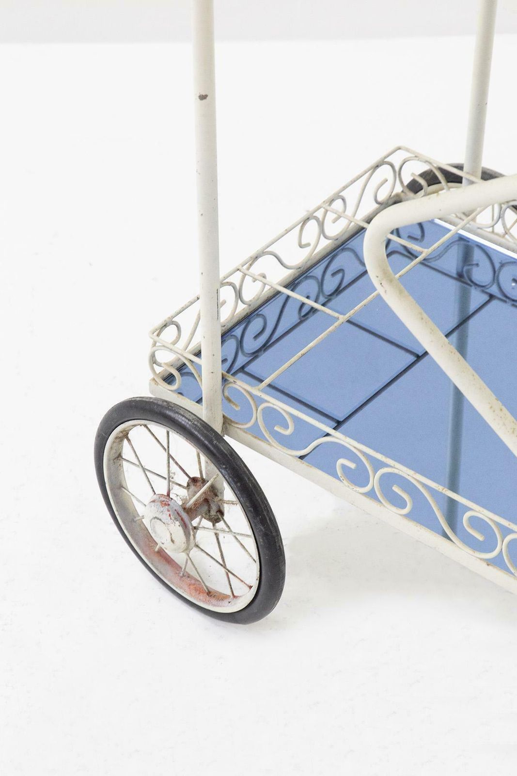 Fontana Arte Painted Iron And Blue Glass Trolley ''Attr.'' photo vinterior