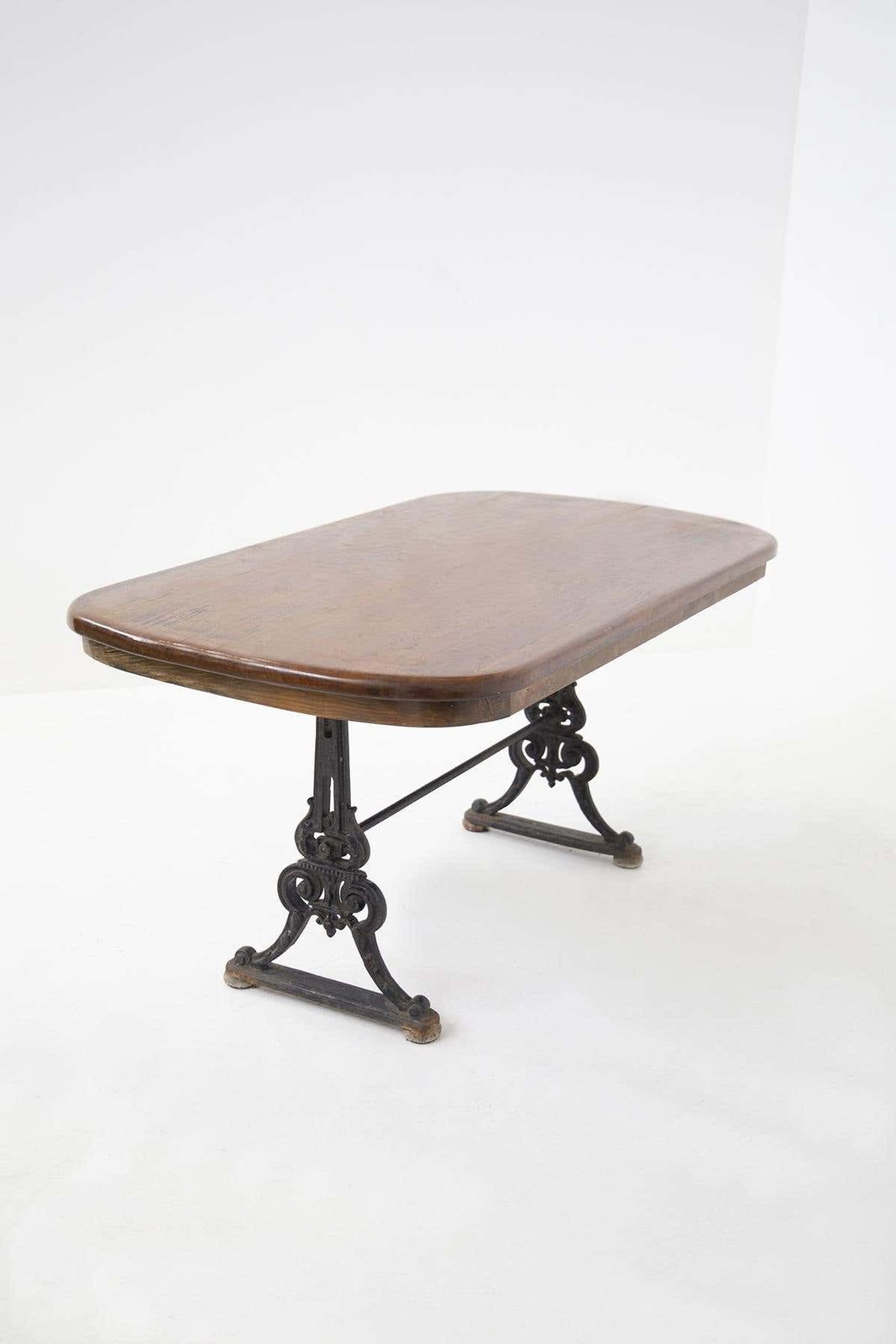 Cast Iron English Outside Table Victorian In Black And Wood photo for sale