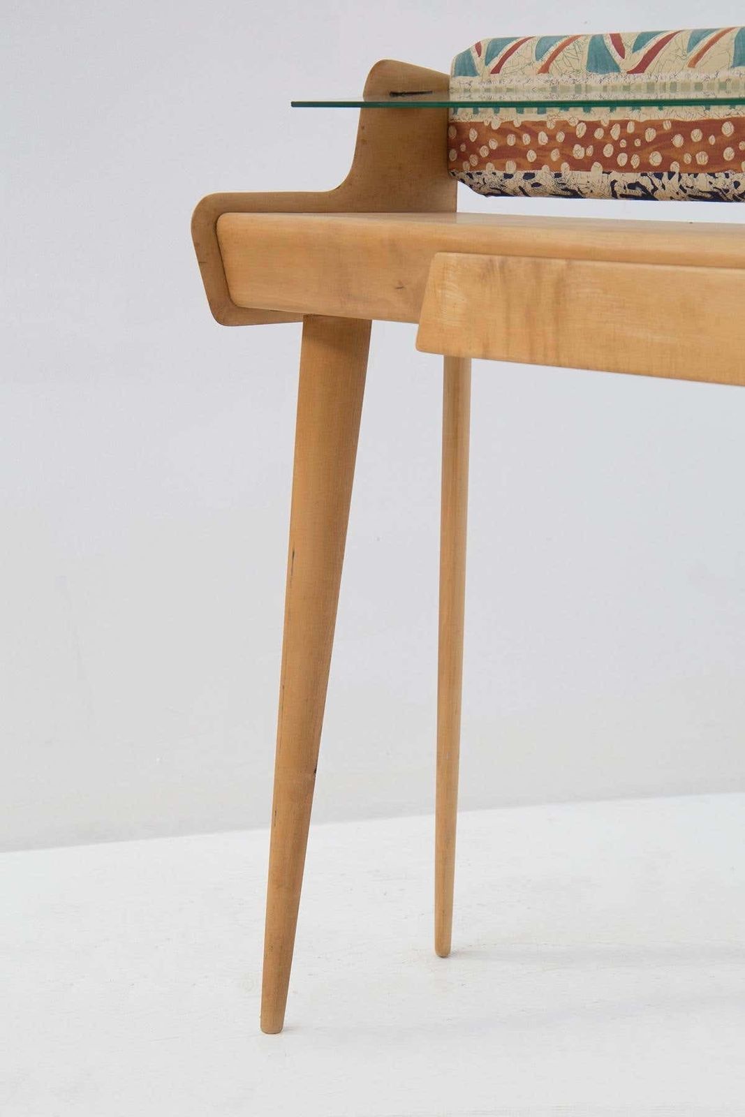 Italian Mid Century Wooden And Glass Writing Desk photo vinterior