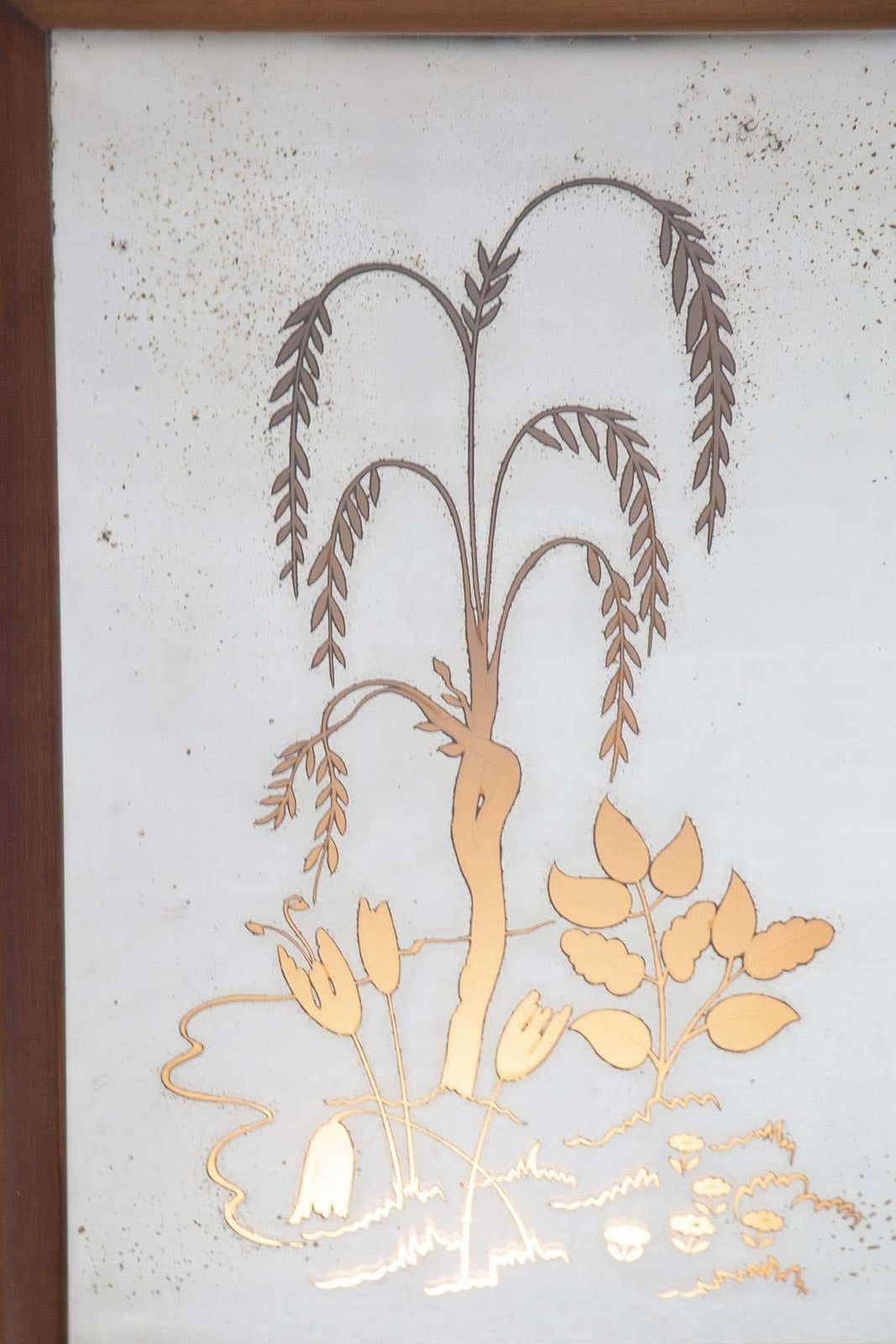 Italian Illuminated Wooden Mirror Made W/ Flowers photo for sale