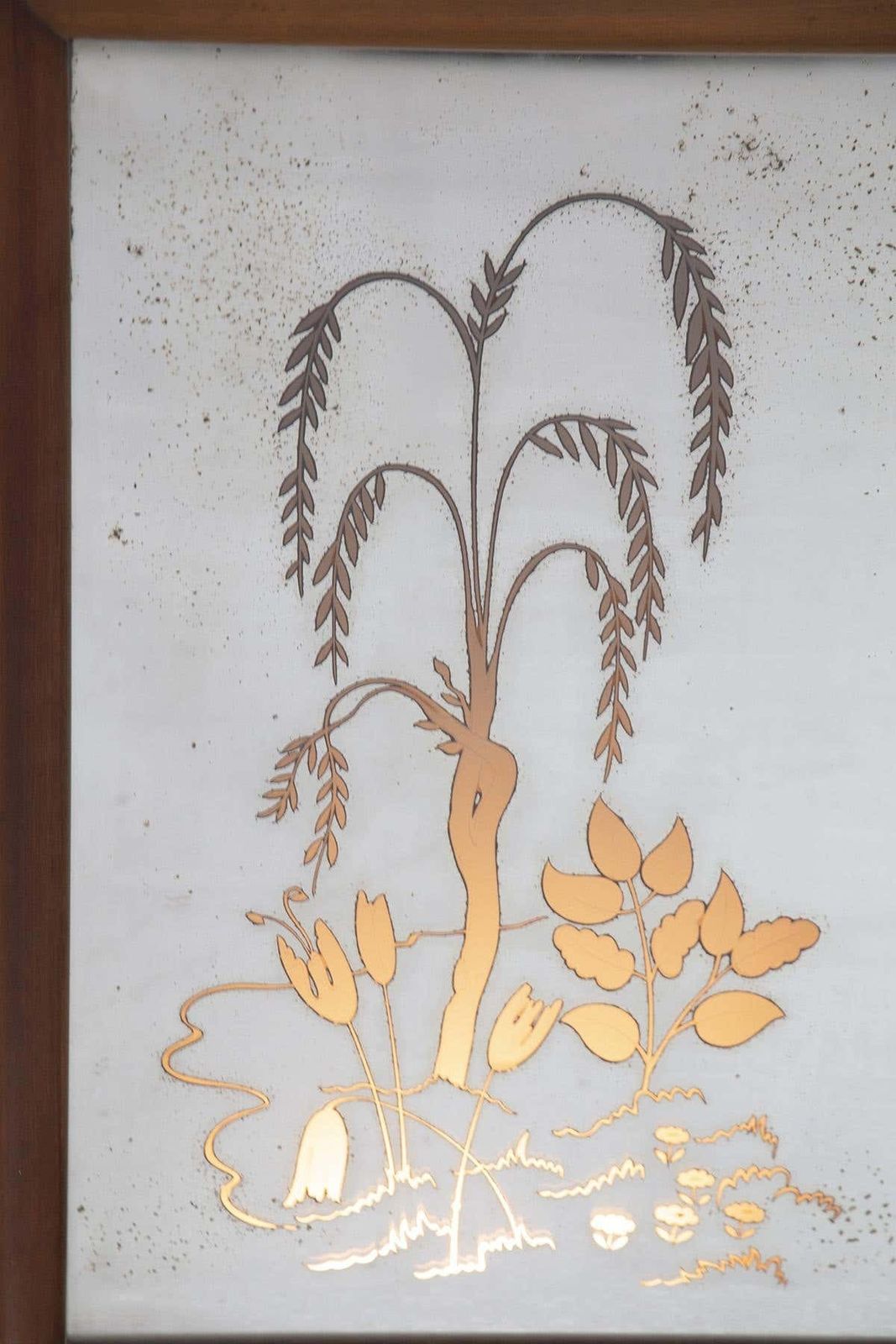 Italian Illuminated Wooden Mirror Made W/ Flowers photo Home Decor