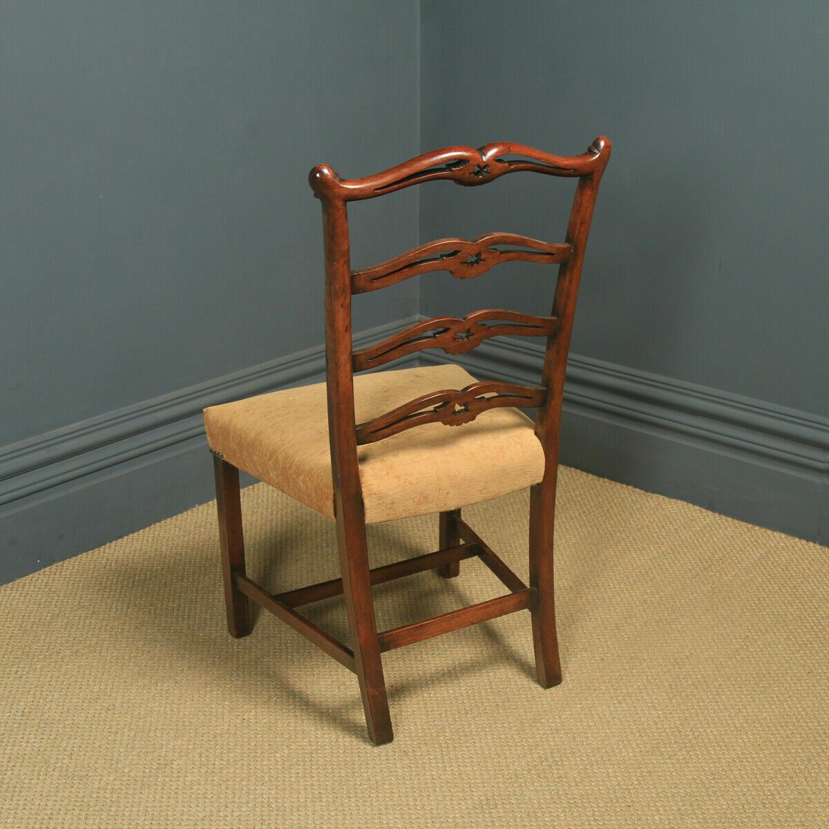Antique Set Of Eight English Georgian Ribbon Back Mahogany Dining Chairs C1880 photo vintage