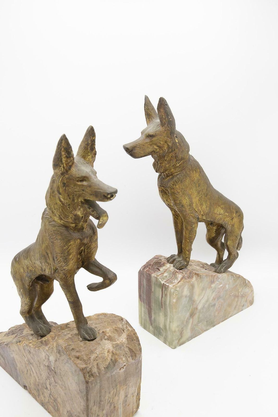 Pair Of Dog Shaped Bookends Made Of Onyx And Bronze photo for sale