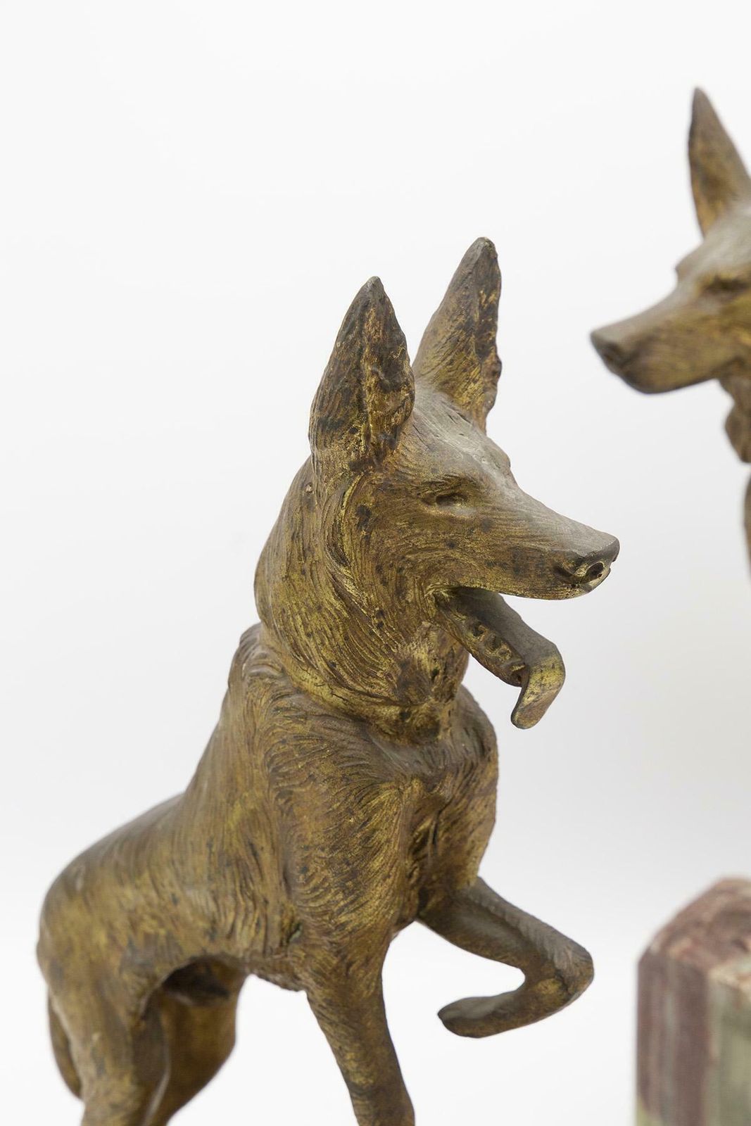 Pair Of Dog Shaped Bookends Made Of Onyx And Bronze photo Art
