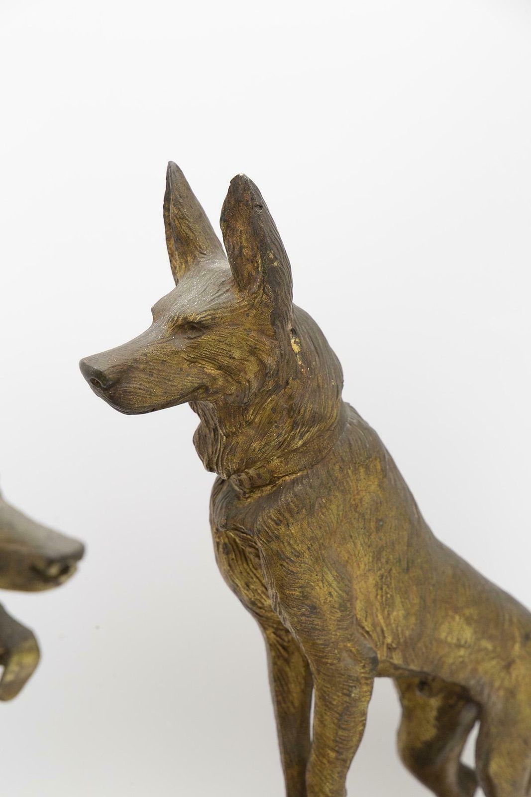 Pair Of Dog Shaped Bookends Made Of Onyx And Bronze photo vintage