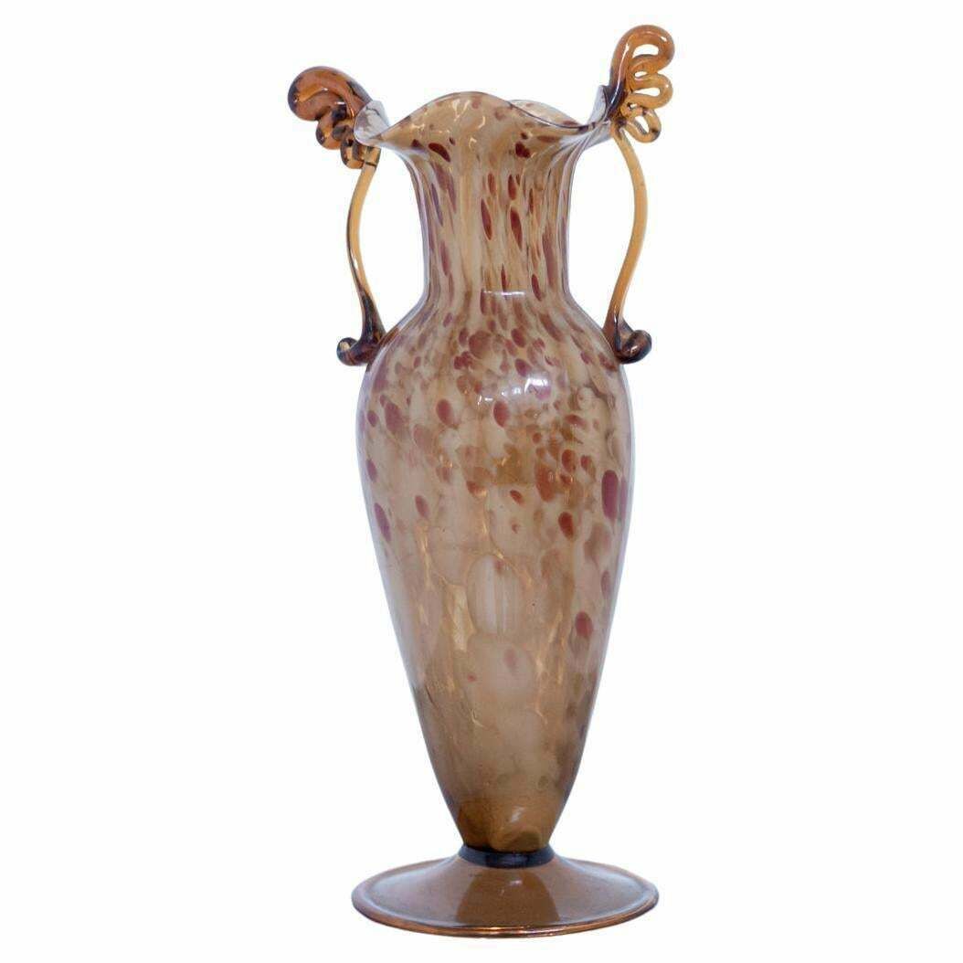 Vintage Brown Murano Glass Vase By Fratelli Toso 1920s