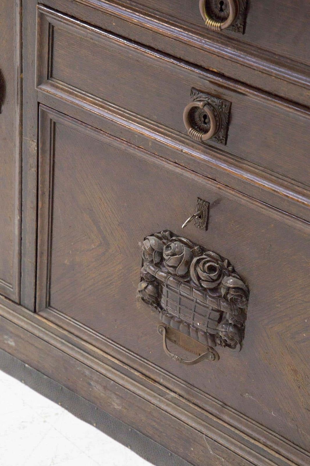 photo for sale Ignaz Herlinger Wooden Sideboard In Marble And Brass