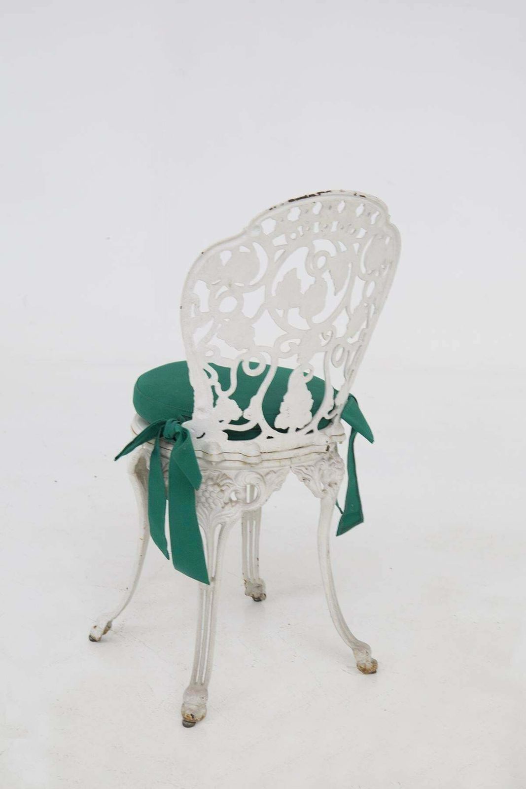 Victorian English Cast Iron Chairs And Original Fabric photo vintage