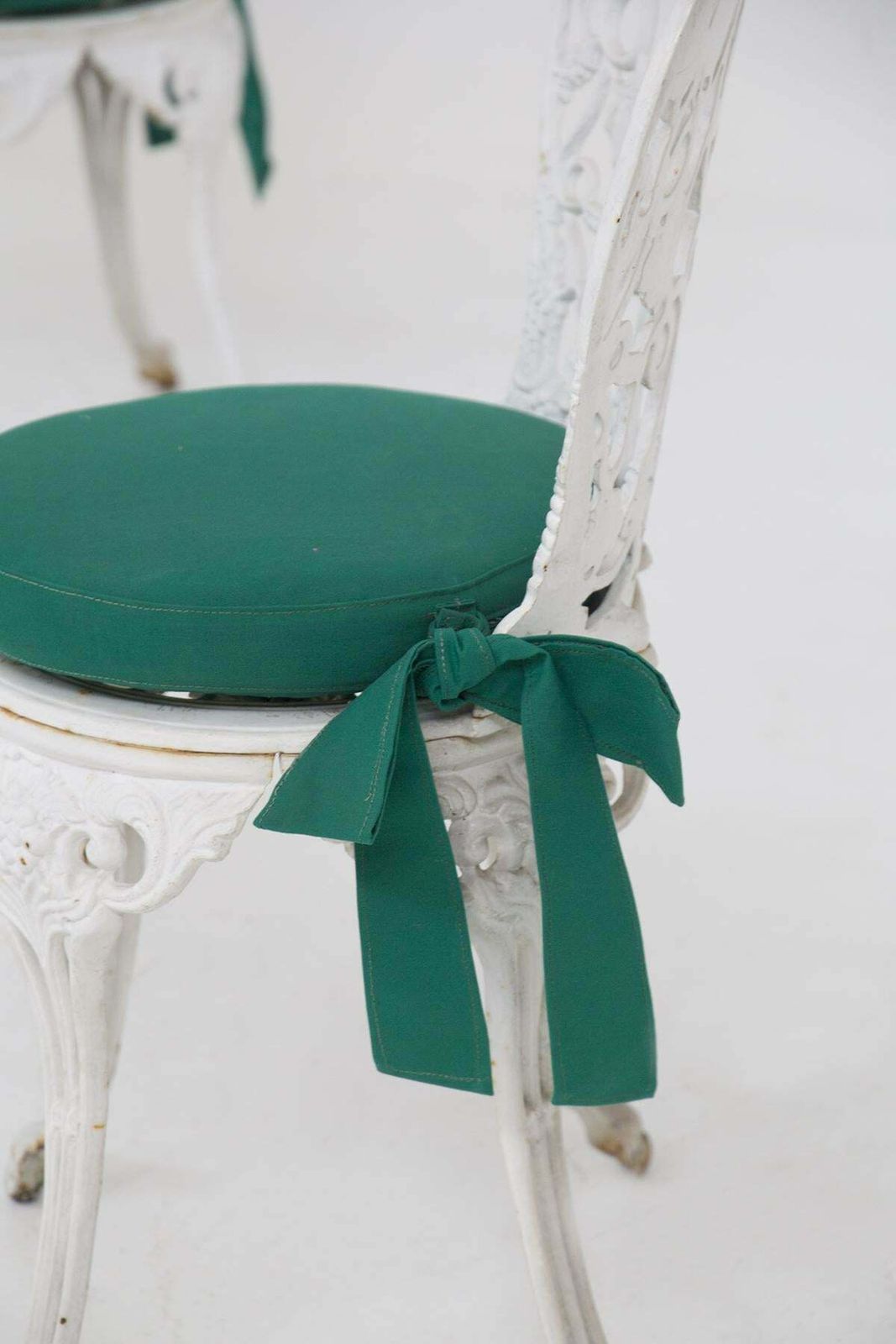 photo for sale Victorian English Cast Iron Chairs And Original Fabric