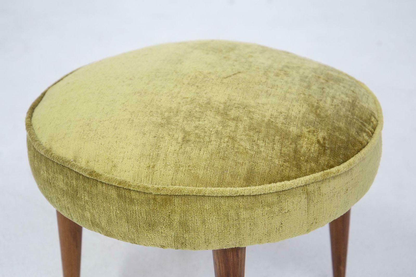 photo for sale Small Vintage Wooden Armchairs In Velvet Purple And Green With Pouffe