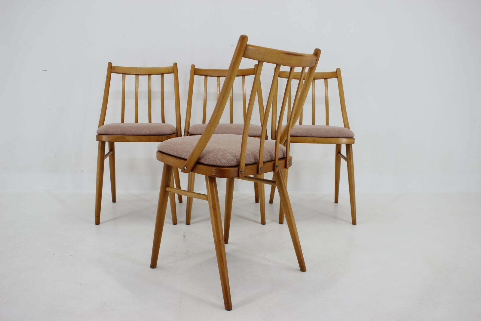 1970s Antonin Suman Beech Dining Chairs, Set Of 4 photo vintage