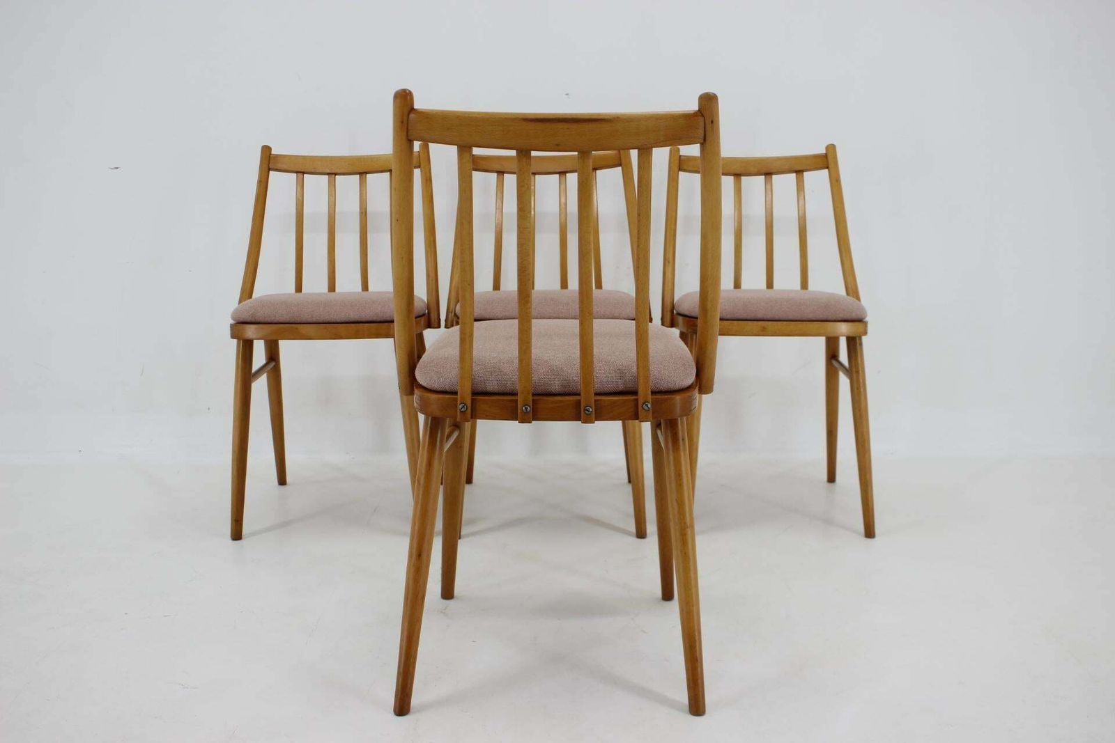 photo furniture 1970s Antonin Suman Beech Dining Chairs, Set Of 4