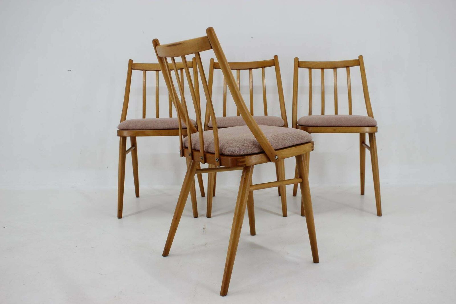 photo for sale 1970s Antonin Suman Beech Dining Chairs, Set Of 4