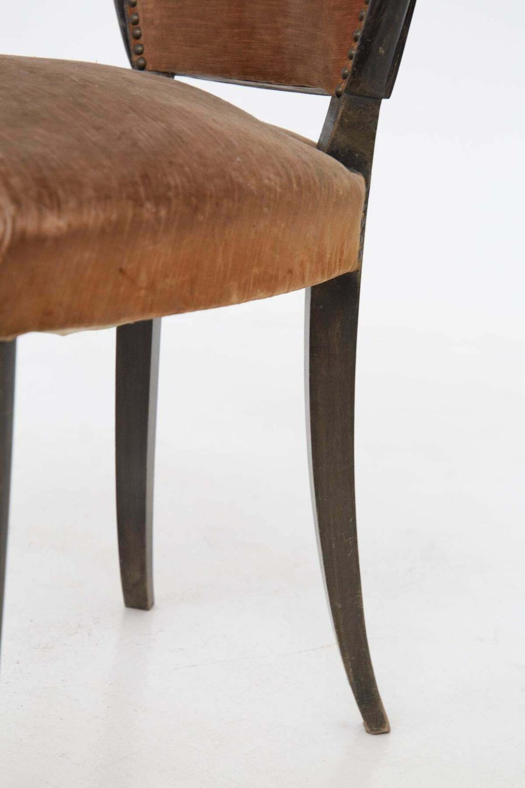 Melchiorre Bega Italian Wooden Chairs With Studs And Orange Velvet photo buy