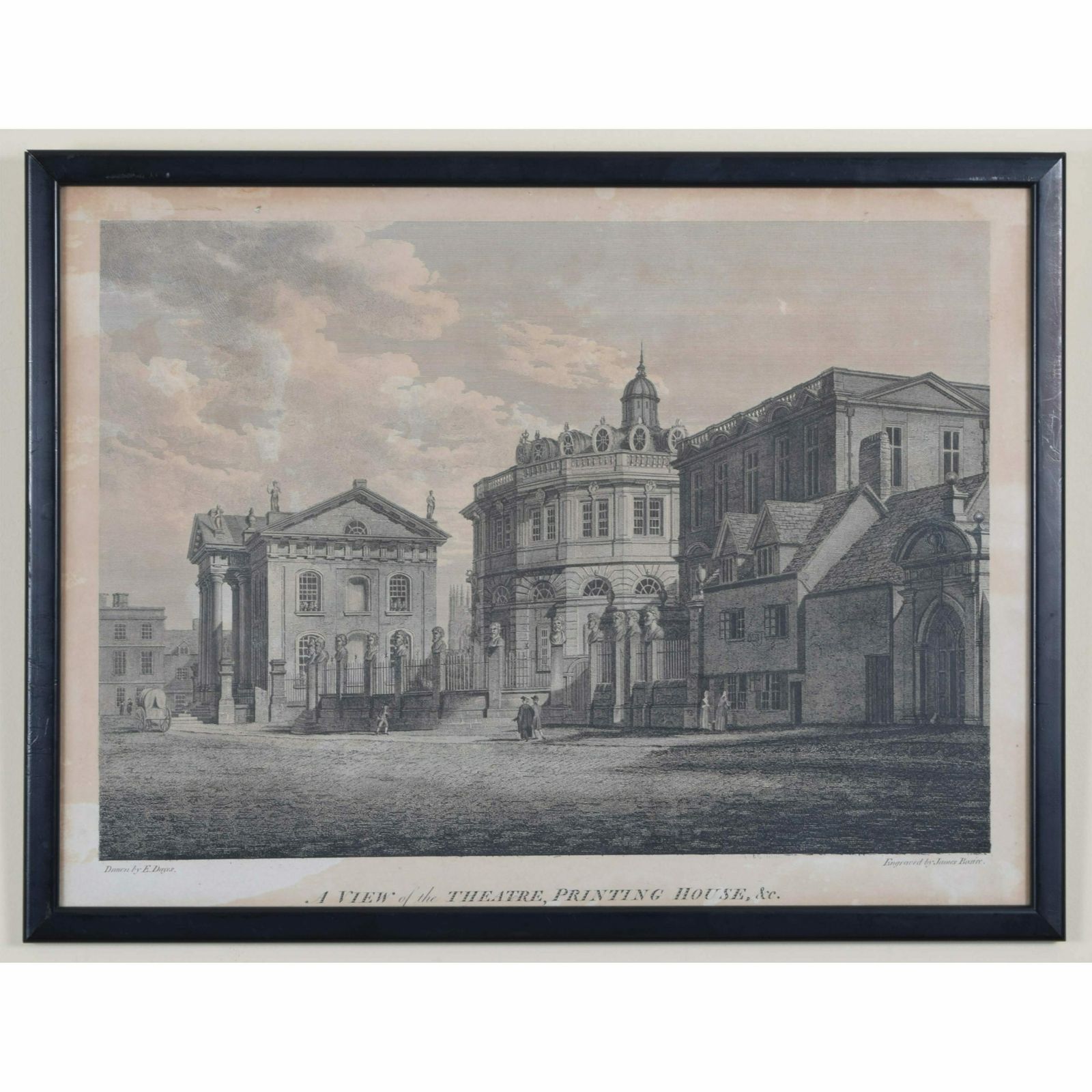 James Basire II (1769 – 1822) After Edward Dayes (1763 – 1804) A View Of The Theatre, Printing House, & C. (1800)