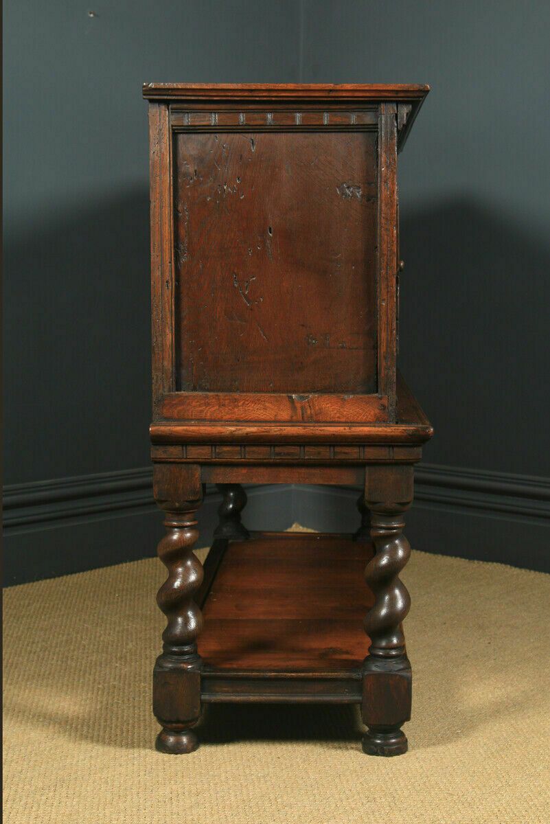 1495.0 Antique English 17th Century Oak Inlaid Cupboard On Stand (Circa 1675 photo