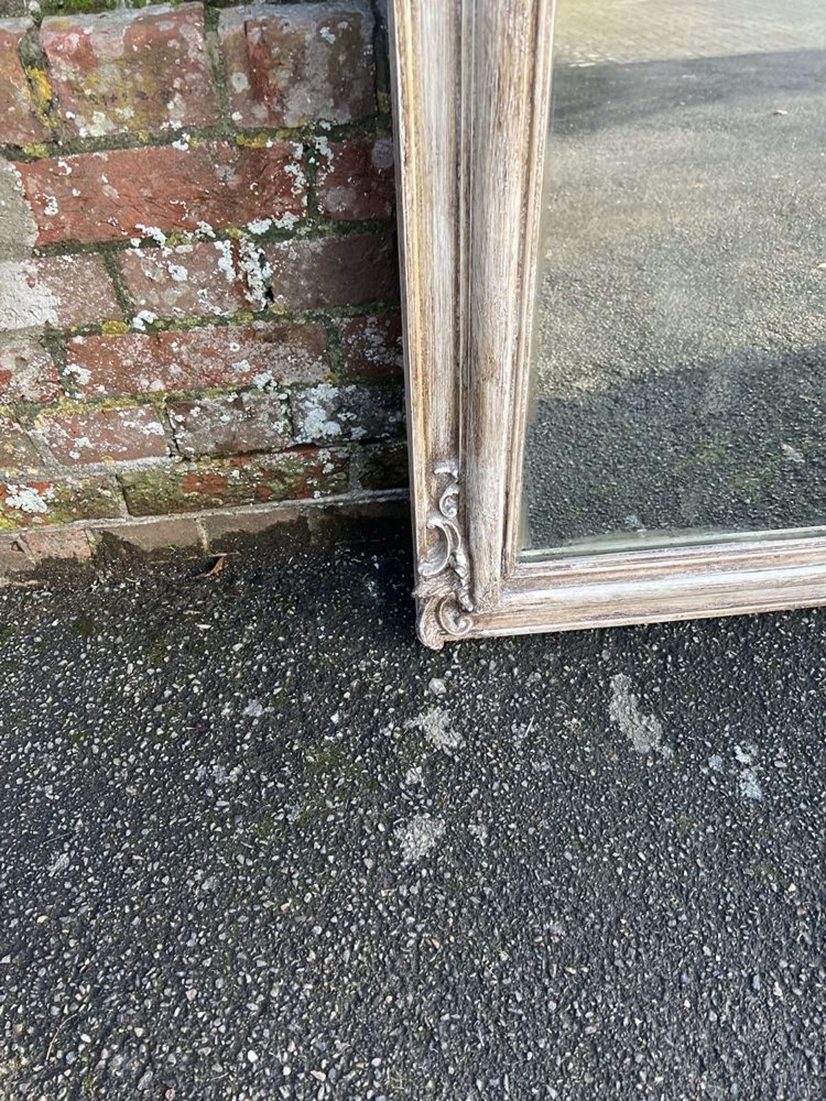 A Stunning Large Antique French 19th C Shaped Top Painted Mirror photo Home Decor