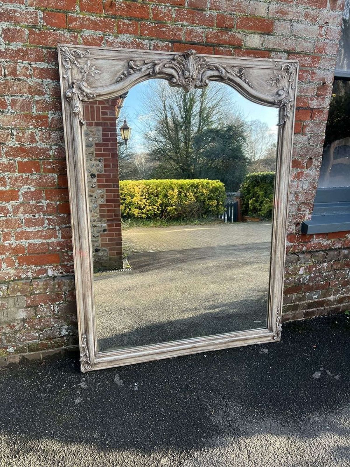 A Stunning Large Antique French 19th C Shaped Top Painted Mirror photo buy