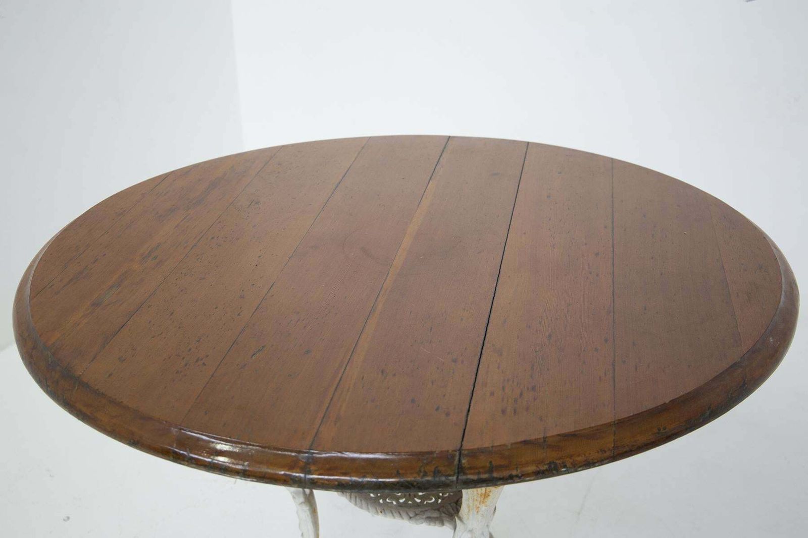 Cast Iron English Table Victorian In White And Wood photo vintage