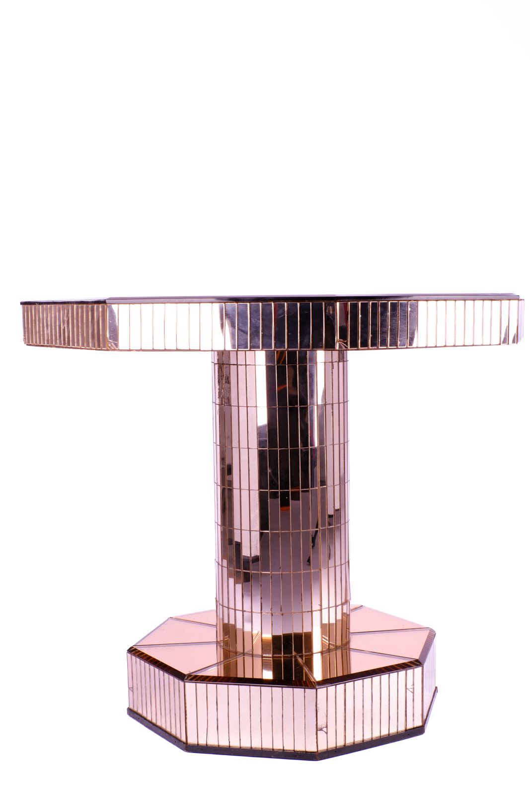 Art Deco Mirrored Peach Glass Occasional Table photo vinterior