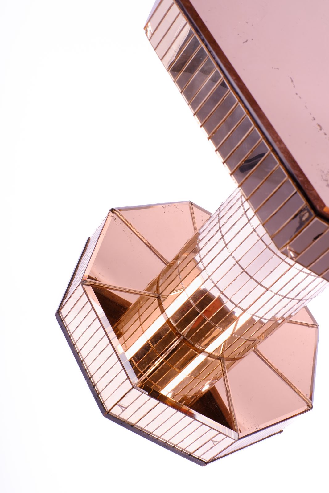 Art Deco Mirrored Peach Glass Occasional Table photo buy
