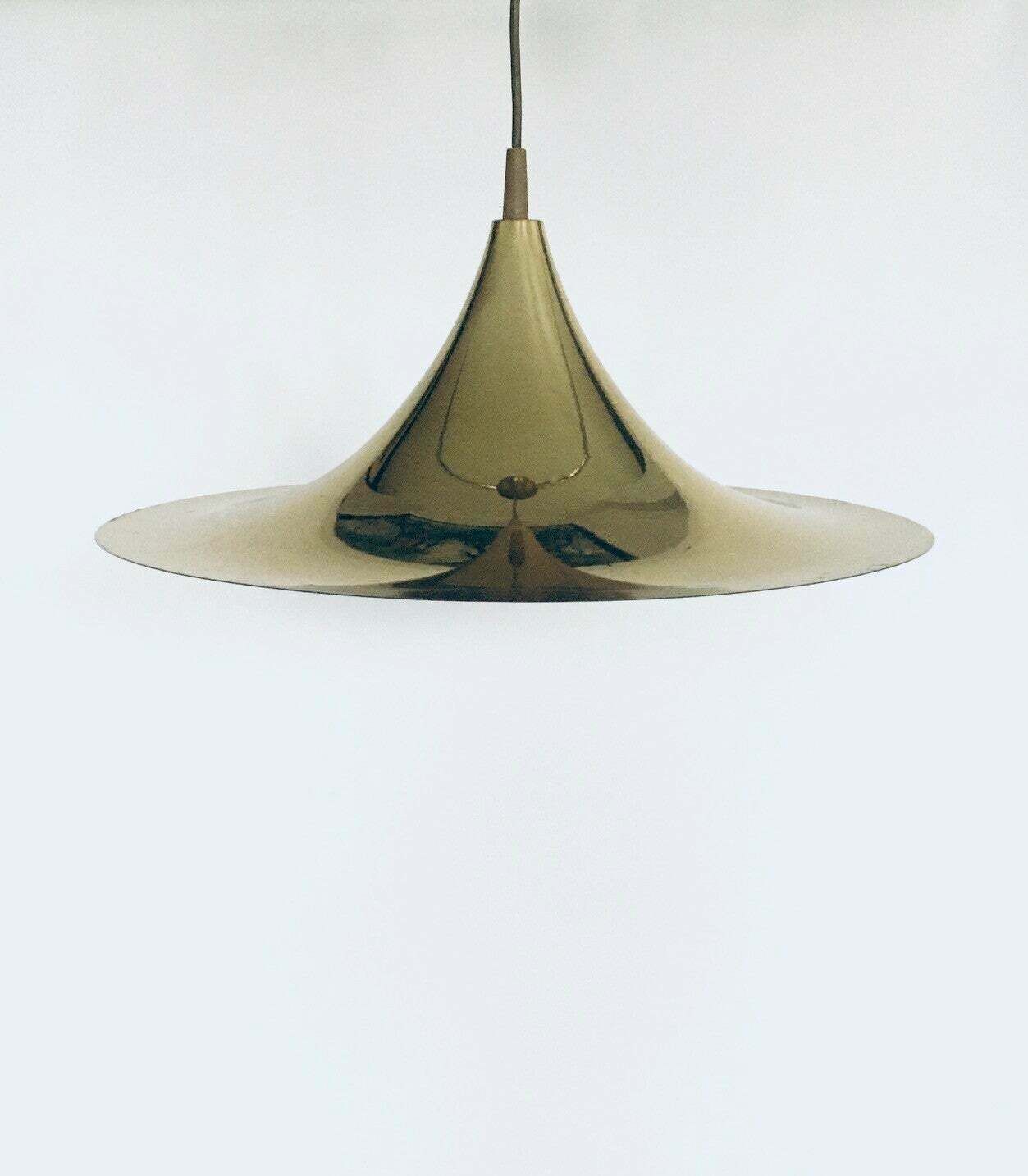 Postmodern Design Semi Or Witch Hat Gold Pendant Lamp, 1980's