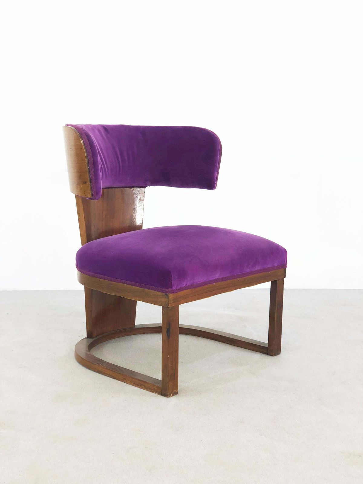 Rare Italian Art Deco Armchair By Ernesto Lapadula In Purple Velvet photo for sale