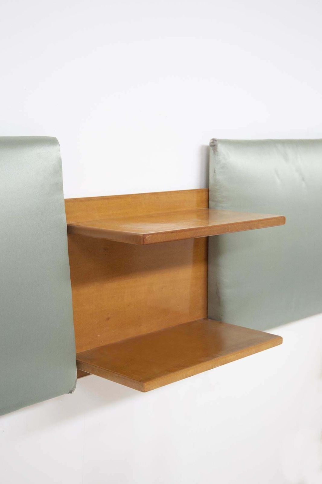 Vintage Headboard Of Two Single Beds In Wood And Fabric photo 3800.0