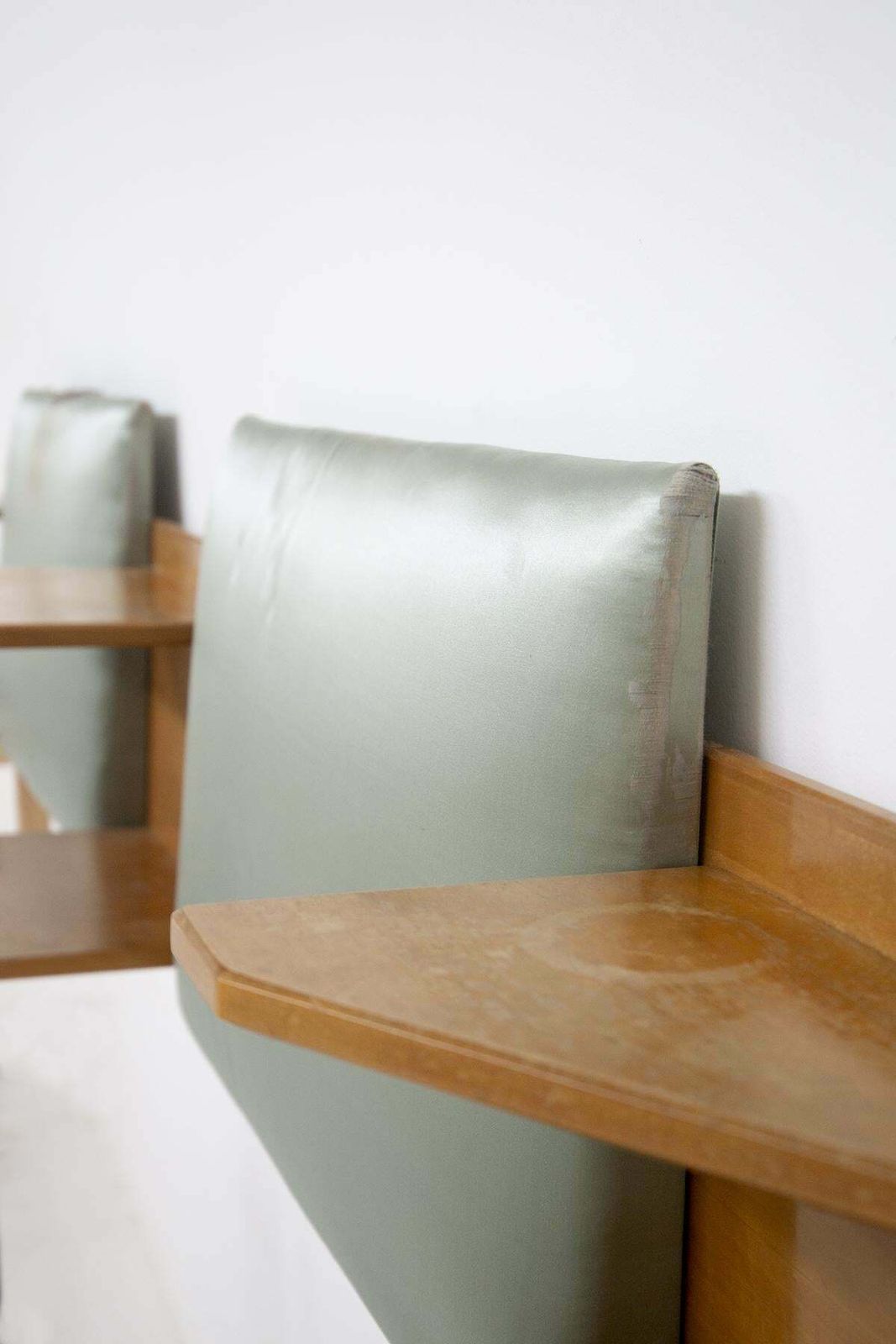 Vintage Headboard Of Two Single Beds In Wood And Fabric photo vintage