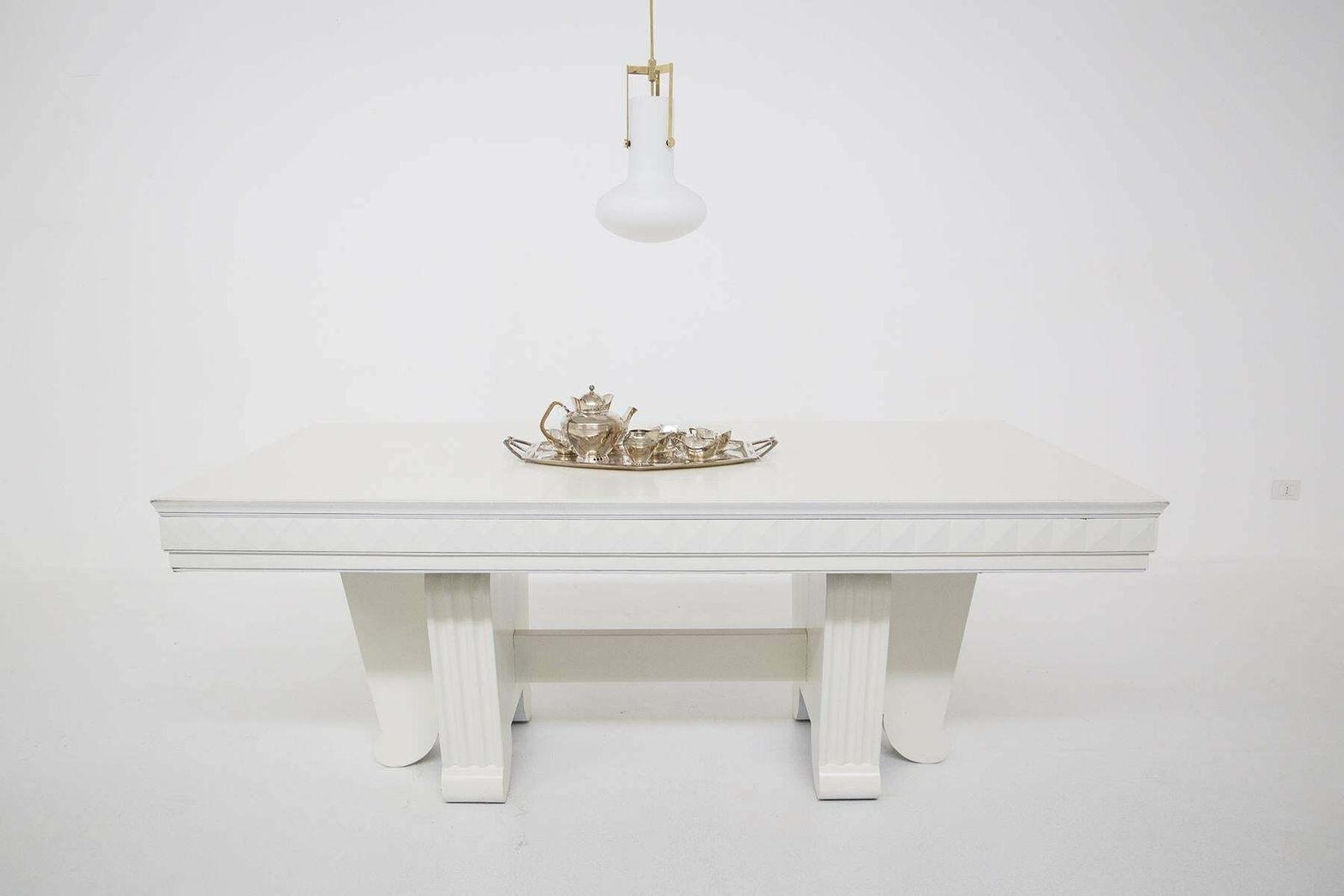 Important Dining Table Attr. To Guglielmo Ulrich In Painted Wood With Ashlars photo furniture