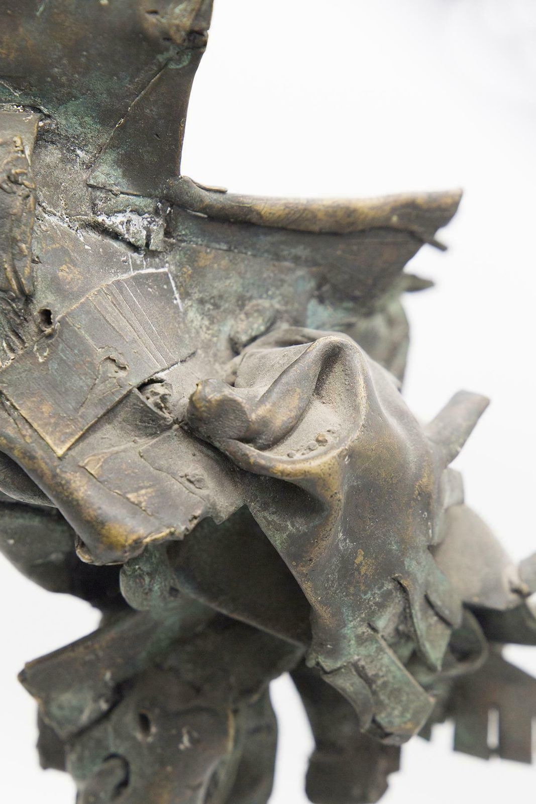 Brutalist Bronze Mythological Bird Sculpture In Travertine photo buy