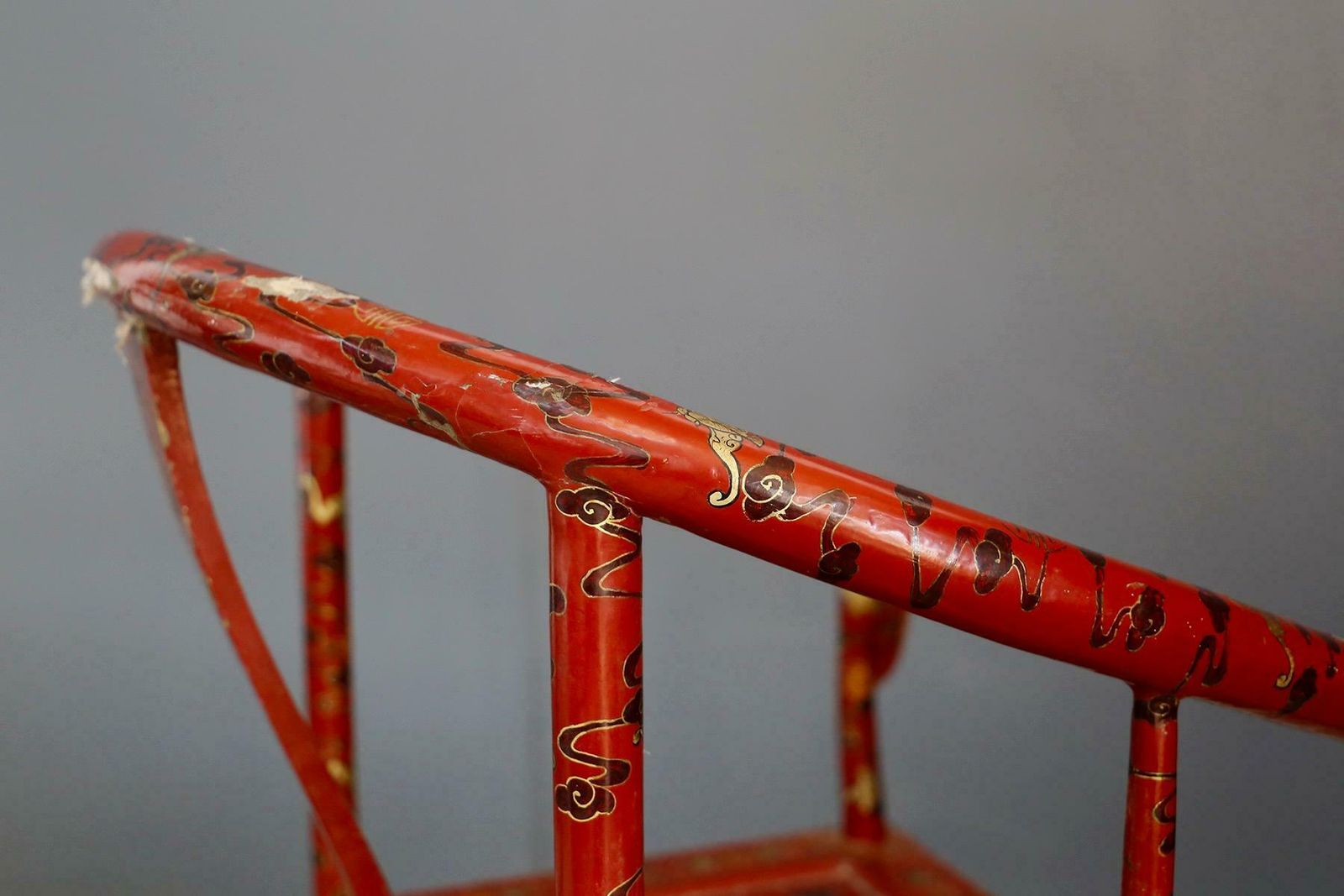 Pair Of Chinese Chair In Lacquered Red Wood Of 18th Century photo buy