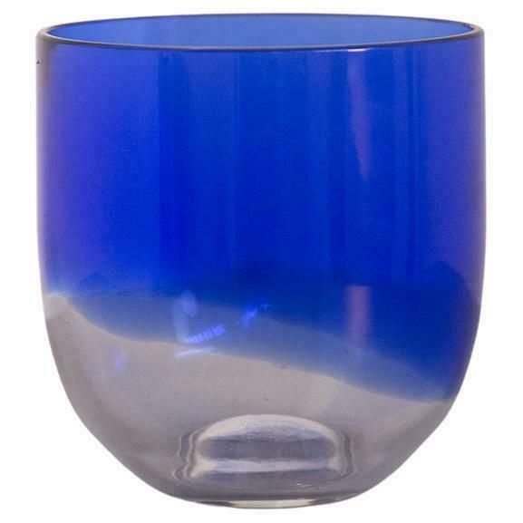 Tapio Wirkkala Vintage Blue And Transparent Glass Vase For Venini