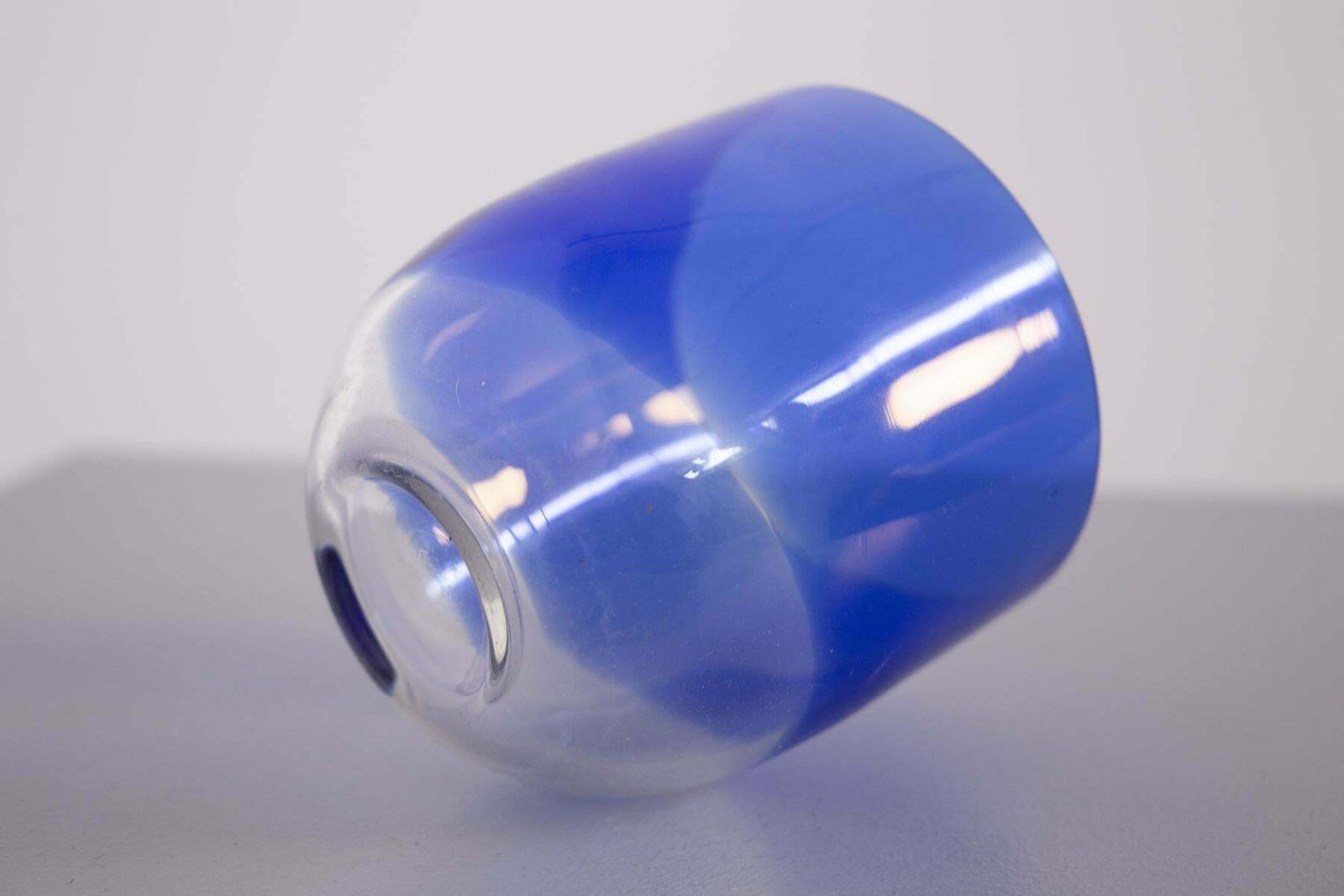 Tapio Wirkkala Vintage Blue And Transparent Glass Vase For Venini photo for sale