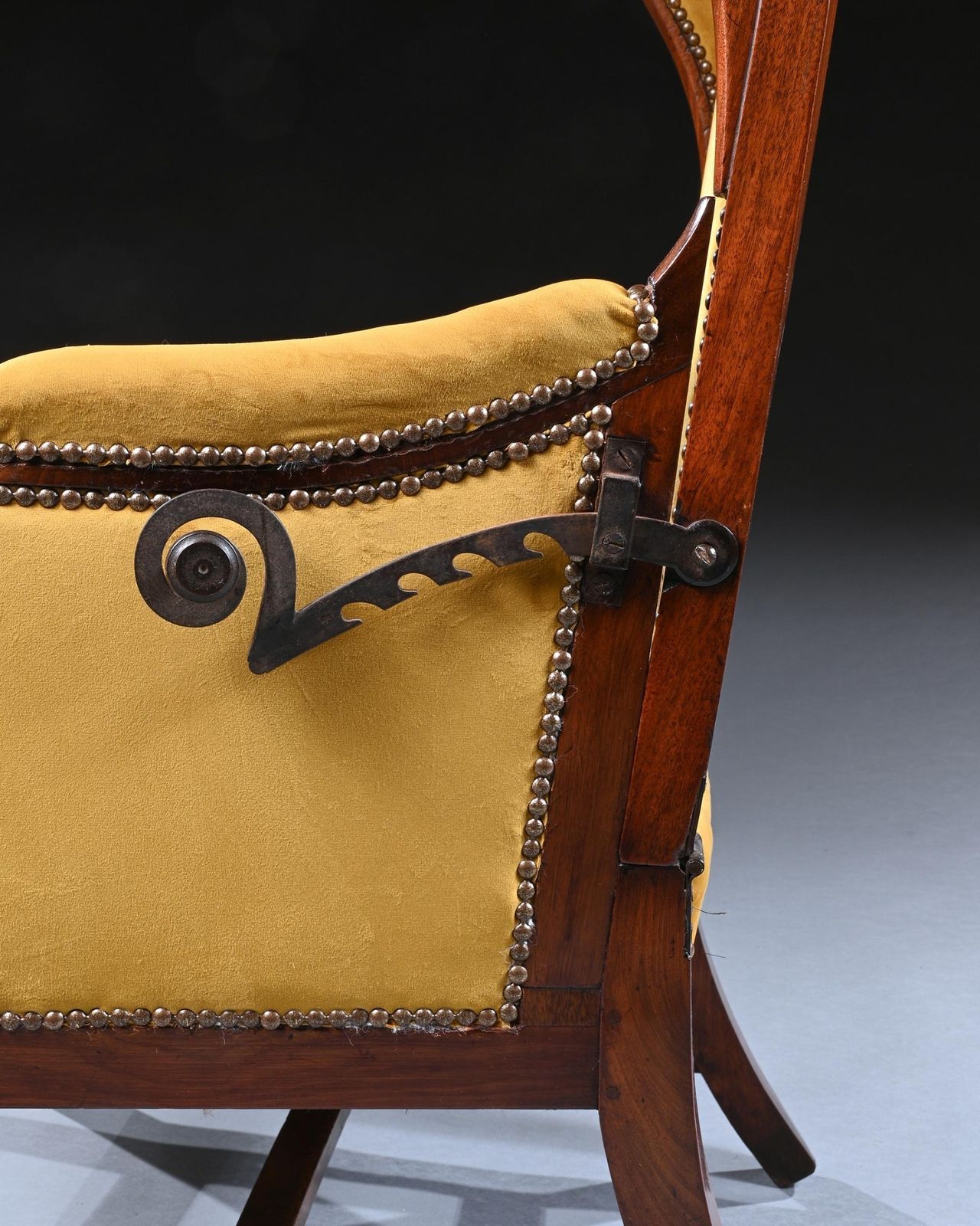 French Empire Mahogany Reclining Wing Back Armchair photo furniture