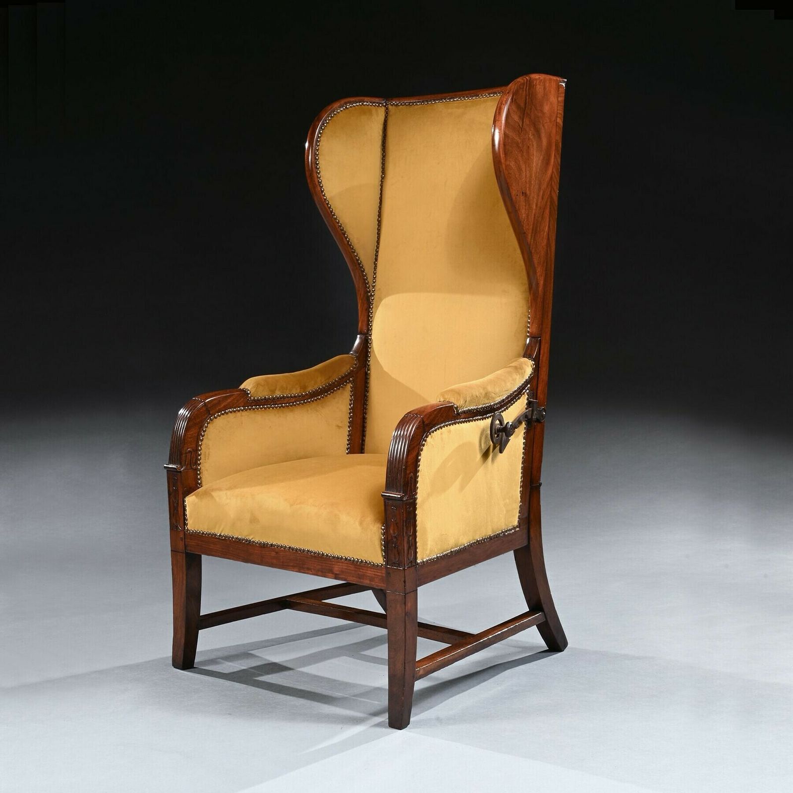 French Empire Mahogany Reclining Wing Back Armchair photo vinterior
