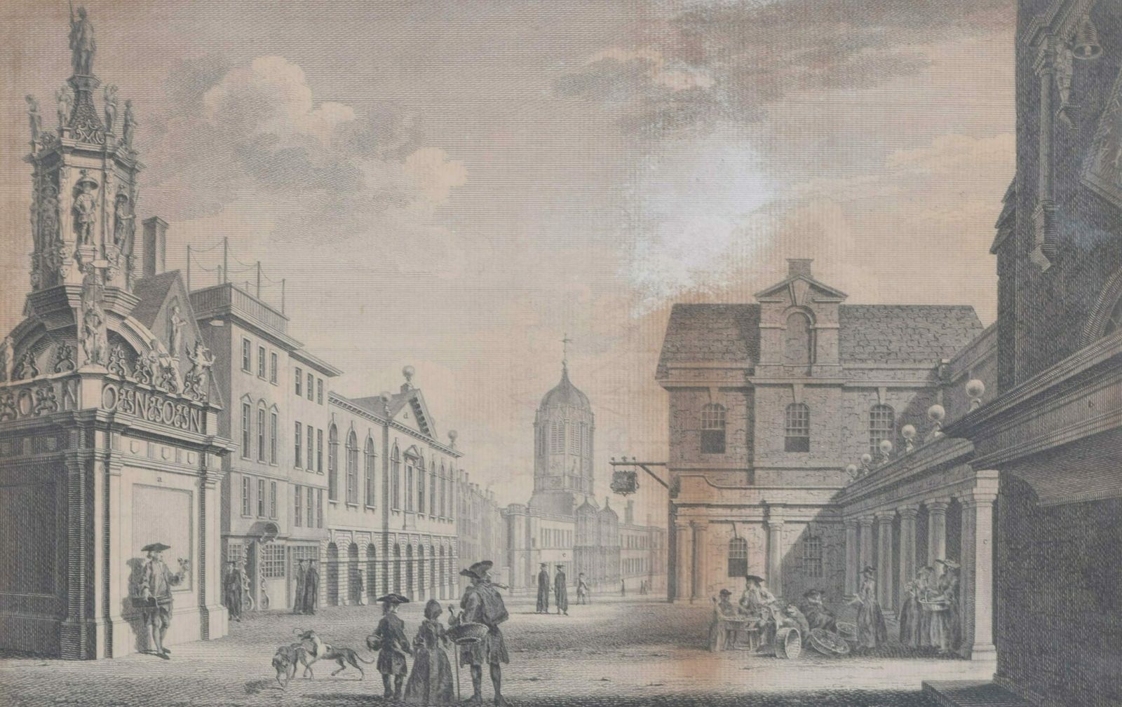 Oxford Christ Church And Carfax 18th Century Engraving By John Donowell photo furniture
