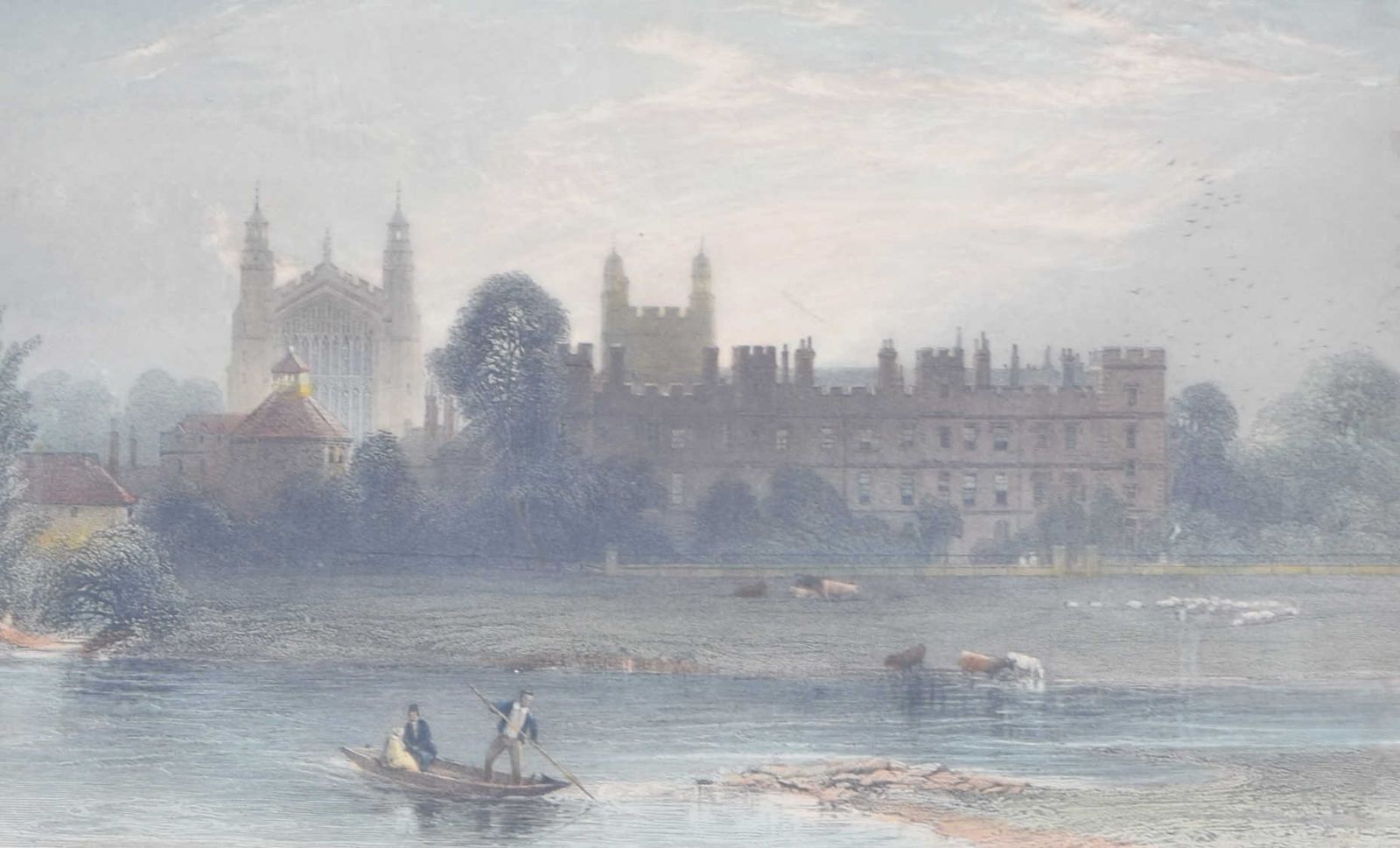 Eton From The Locks 19th Century Hand Coloured Engraving By James Redaway