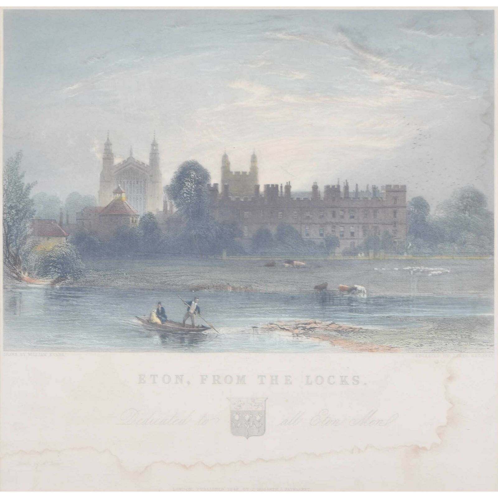 Eton From The Locks 19th Century Hand Coloured Engraving By James Redaway photo furniture