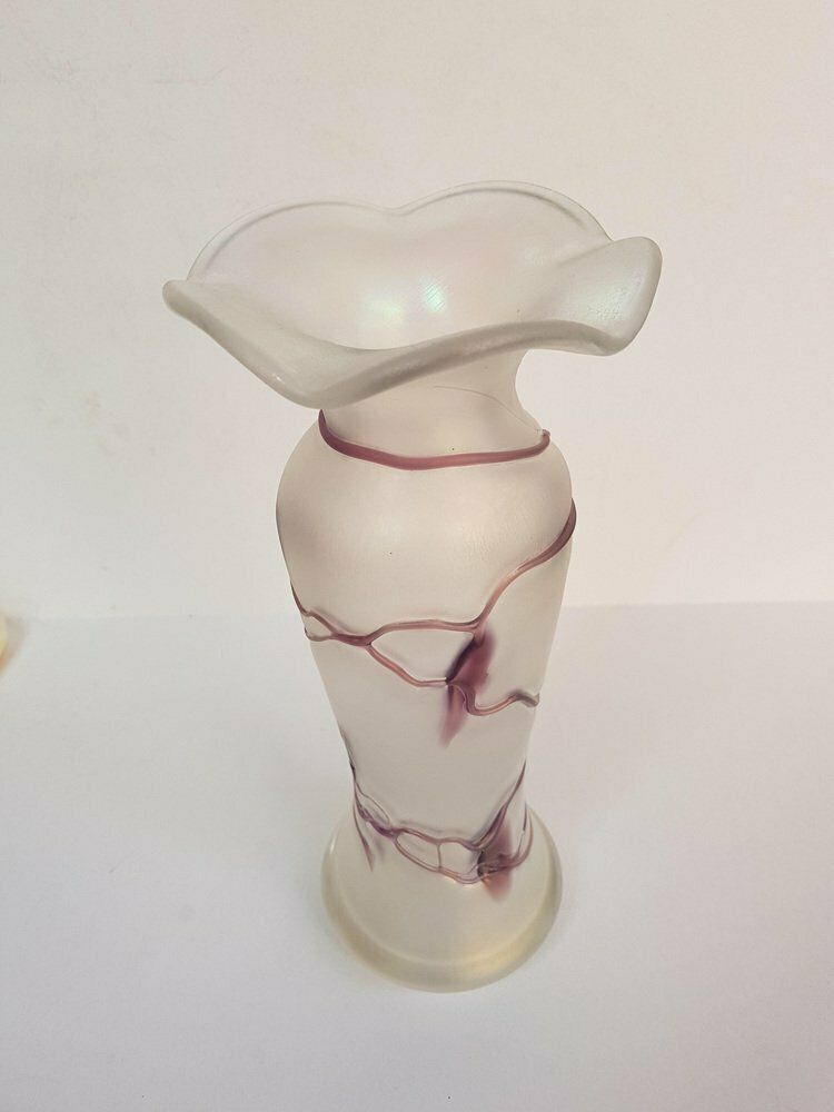 Hand Blown Glass Vase With Thread Cover By Freiherr Poschinger, 1960s