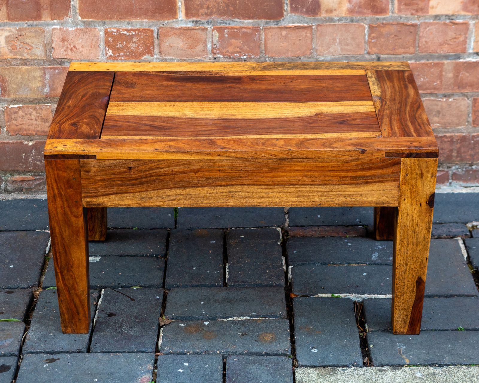 Turkish Backgammon Rustic Coffee Table Metamorphic Artisan Rainbow Poplar Wood Middle Eastern Hardwood Mid Century Mcm 1970s photo furniture