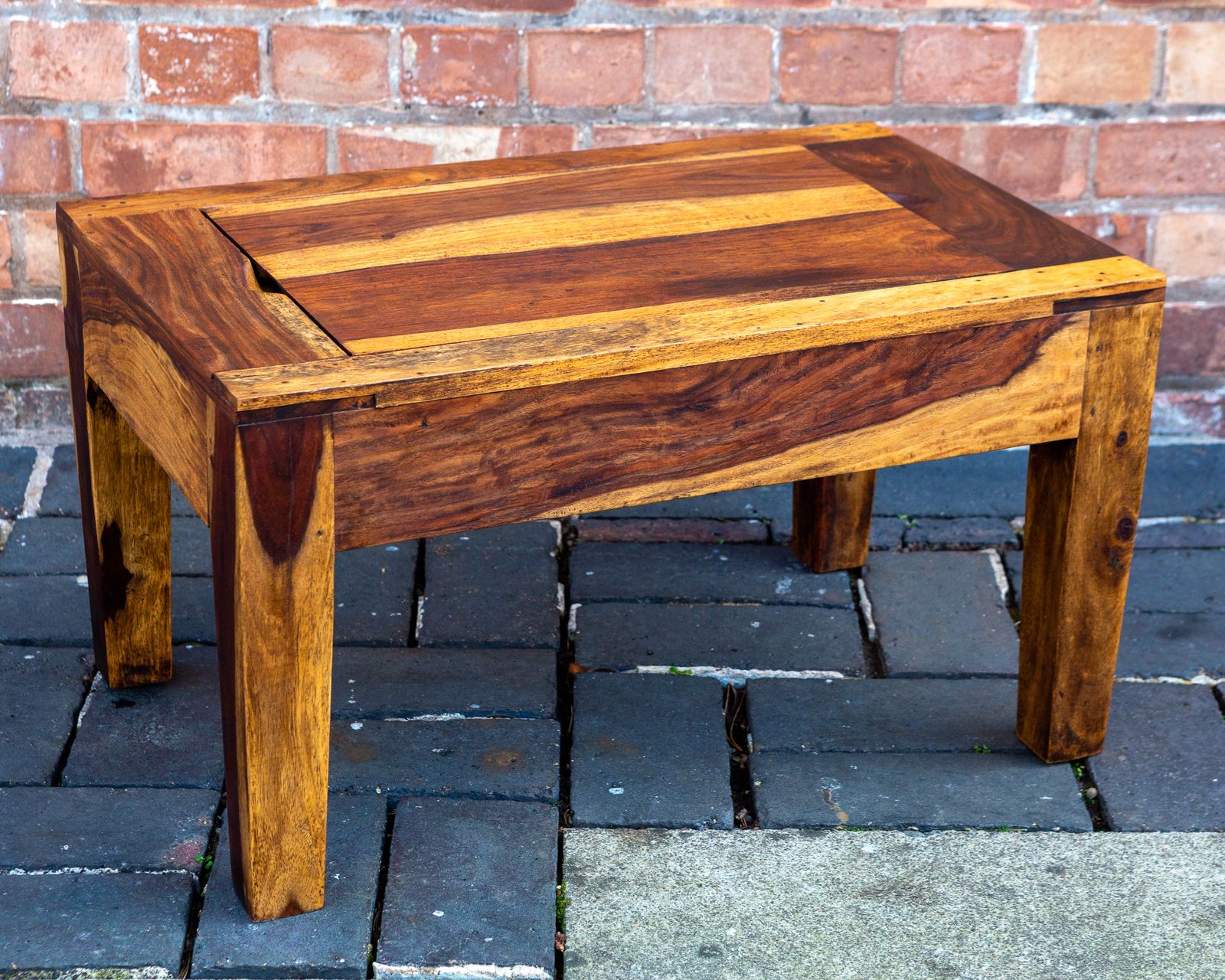 Turkish Backgammon Rustic Coffee Table Metamorphic Artisan Rainbow Poplar Wood Middle Eastern Hardwood Mid Century Mcm 1970s photo 1295.0