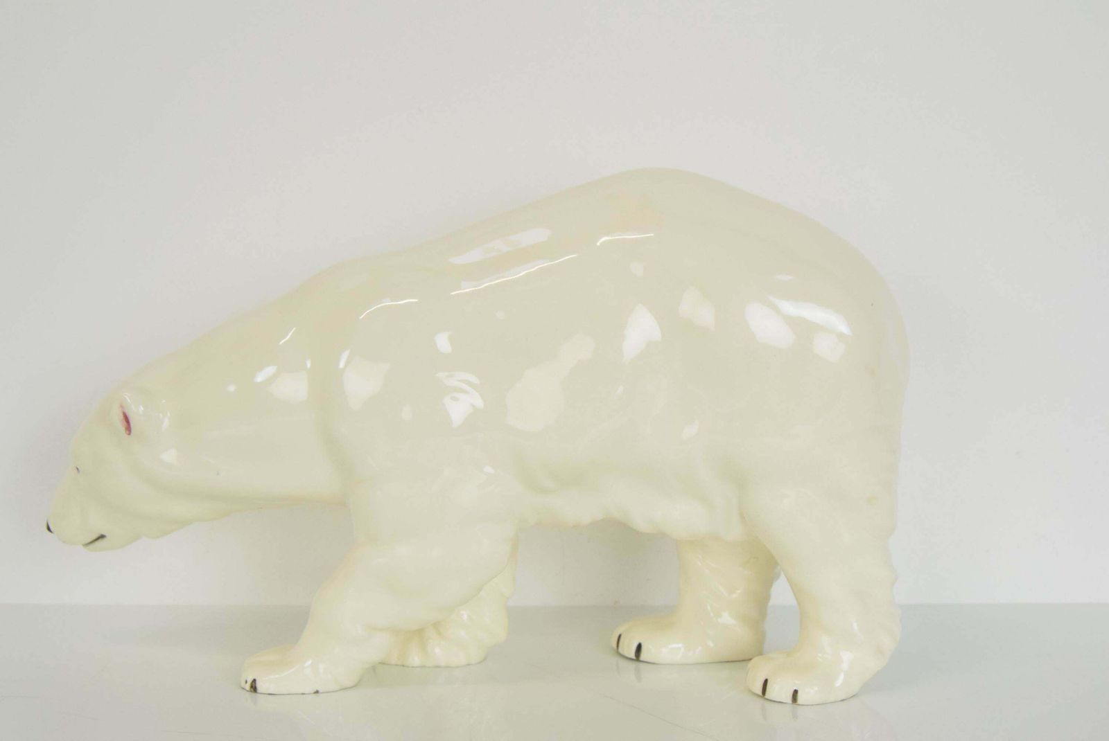 Large Antique Czechoslovakia Porcelain Royal Dux Polar Bear Sculpture In 1925 photo furniture