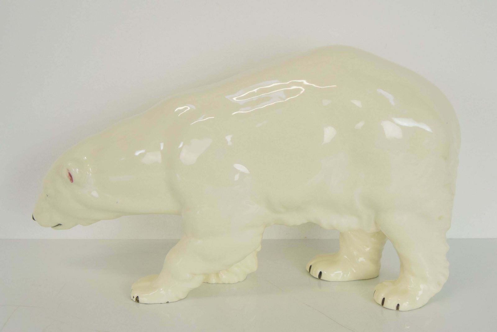 Large Antique Czechoslovakia Porcelain Royal Dux Polar Bear Sculpture In 1925 photo for sale