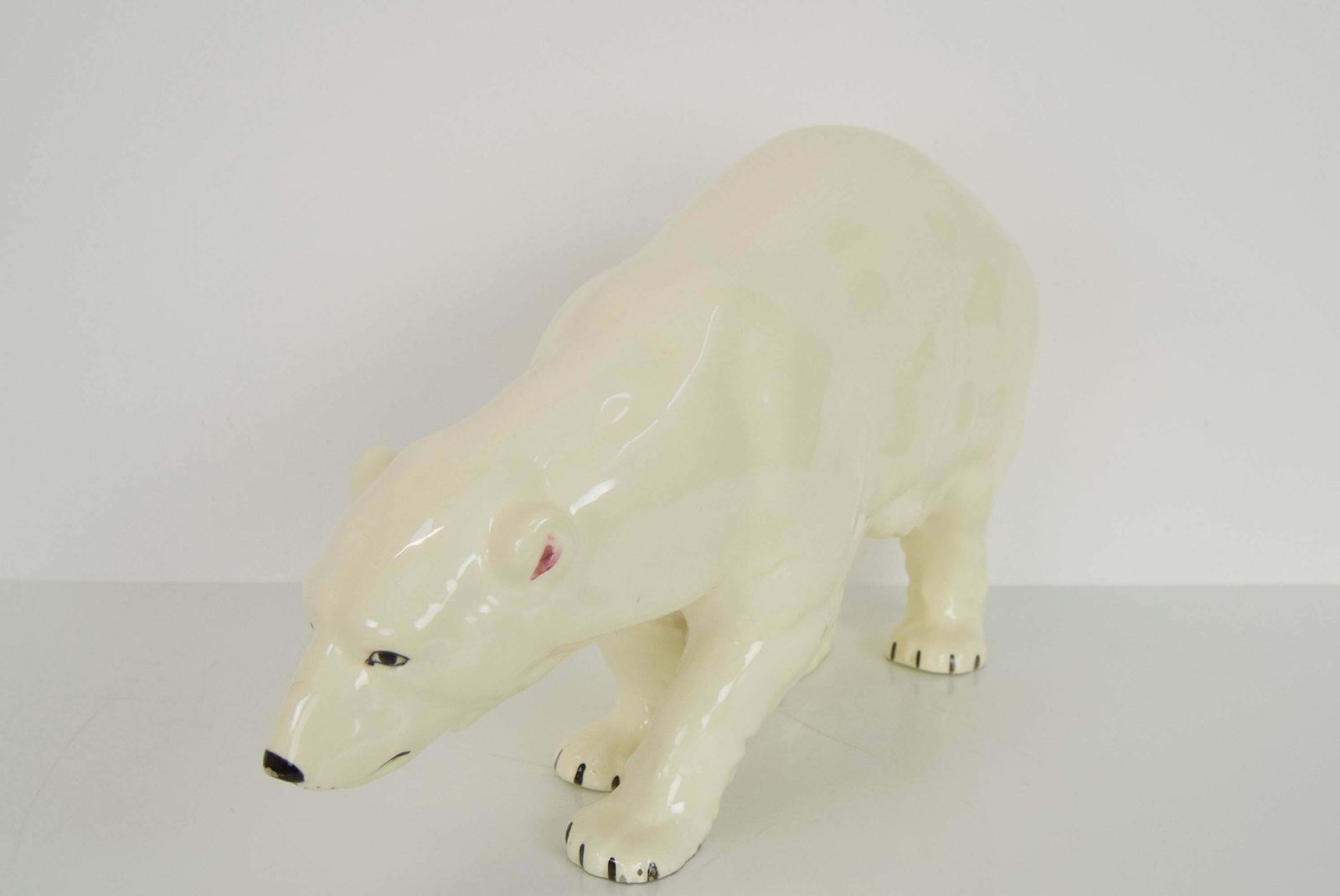 Large Antique Czechoslovakia Porcelain Royal Dux Polar Bear Sculpture In 1925 photo Art